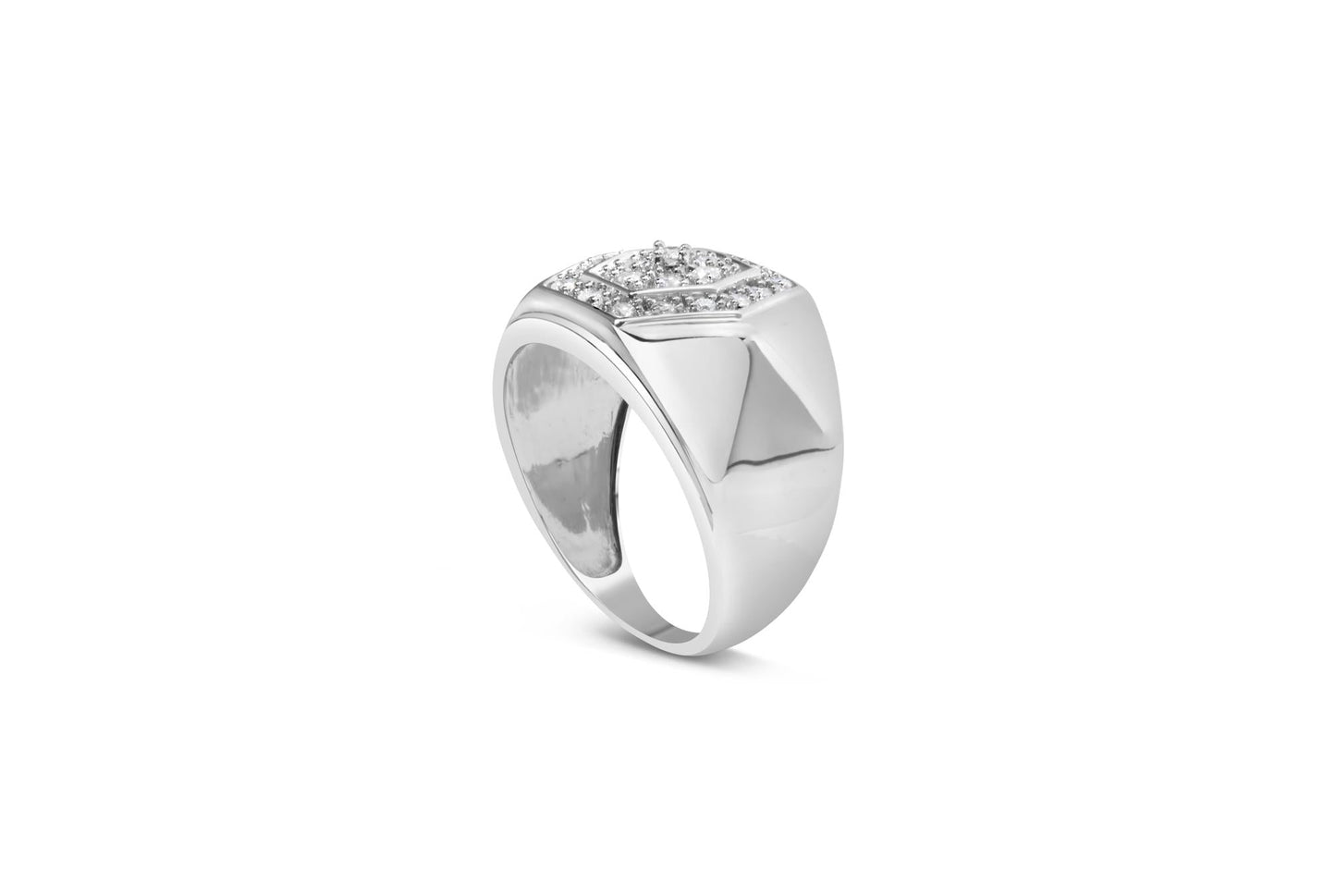 Men's .925 Sterling Silver 1/2 Cttw Multi-Diamond Hexagon Frame Ring (I-J Color, I3 Clarity)-4