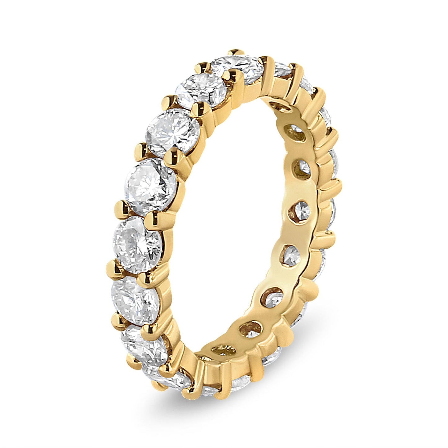 14K Yellow Gold 3.00 Cttw Shared Prong Set Round Cut Diamond Eternity Band (J-K Color, VS1-VS2 Clarity)-4