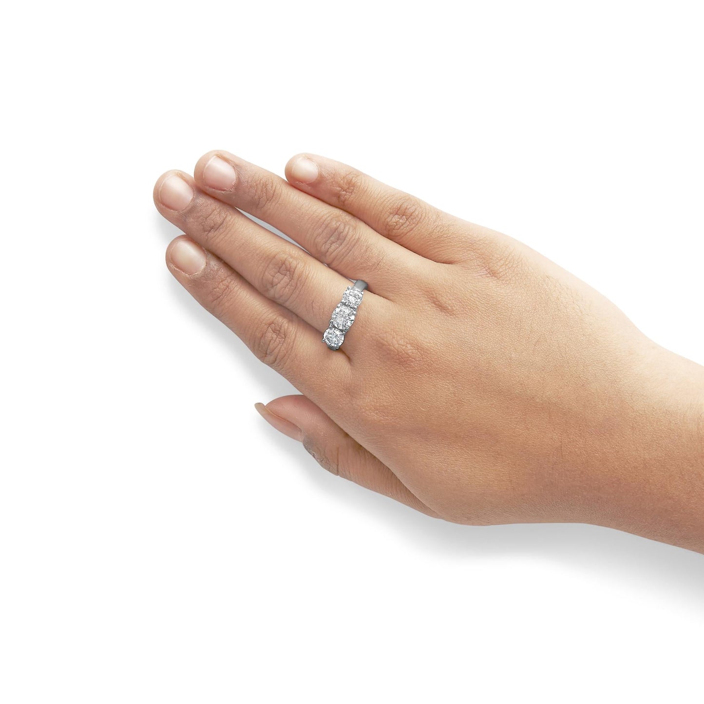 14K White Gold 2.00 Cttw Lab Grown Diamond 3 Stone Ring Band (F-G Color, VS1-VS2 Clarity)-4