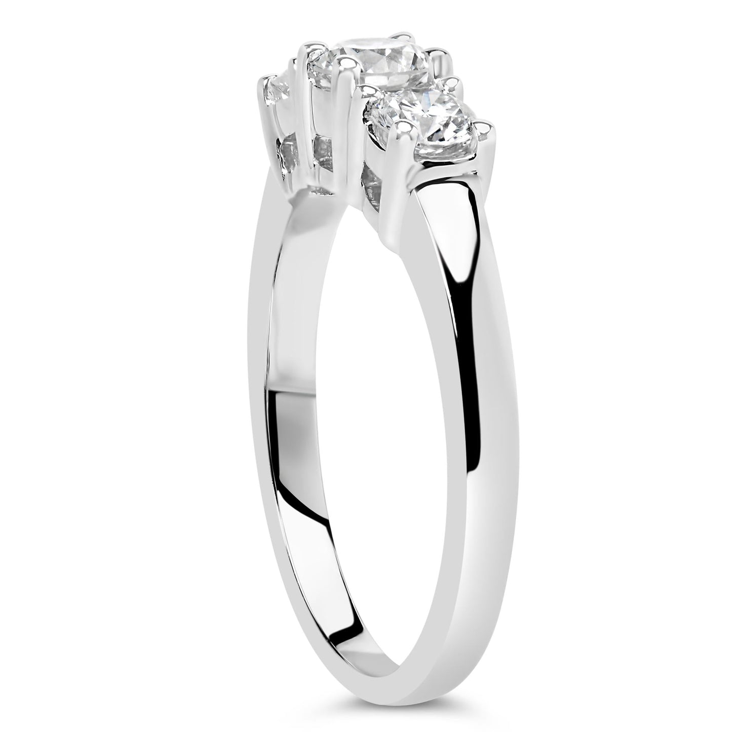 14K White Gold 3/4 Cttw Lab Grown Diamond 3 Stone Ring Band (F-G Color, VS2-SI1 Clarity)-4