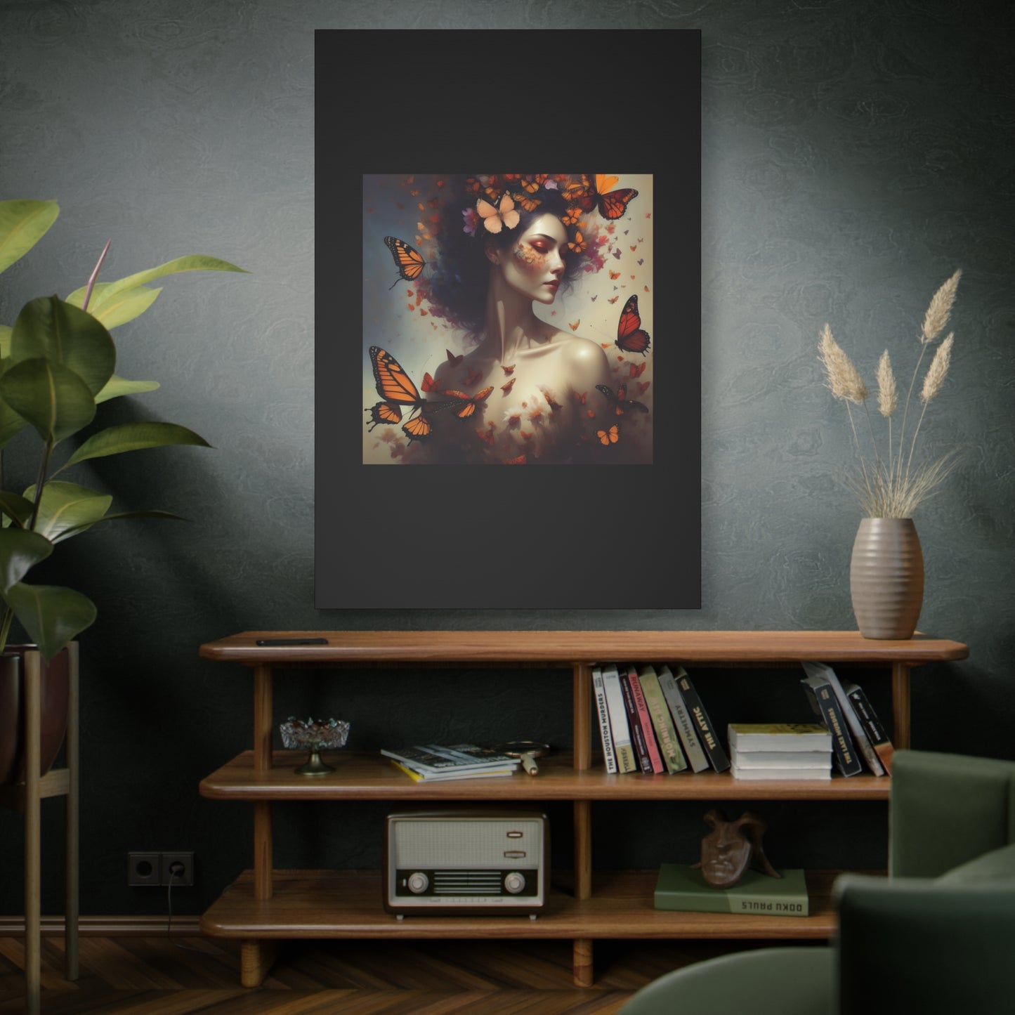 Canvas Wall Art - Butterfly Woman Print, Floral Home Decor, Unique Gift for Nature Lovers, Birthday Decoration, Whimsical Art