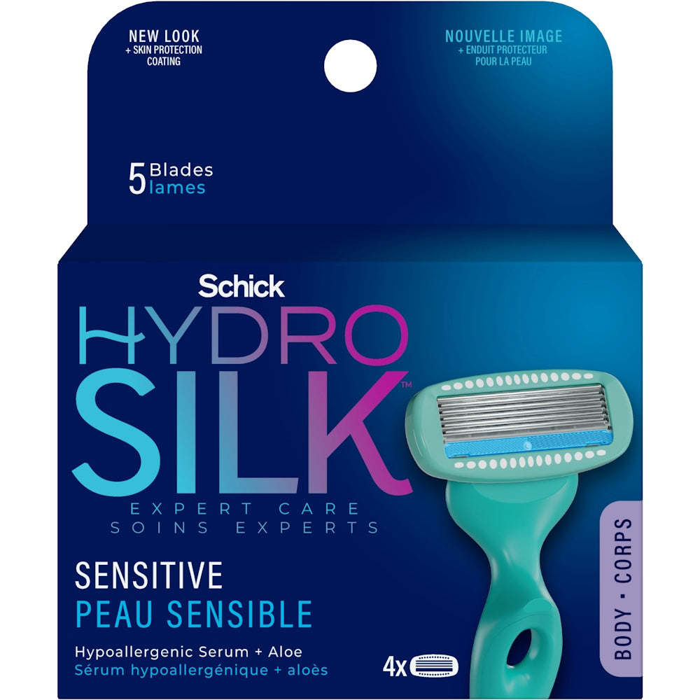 Schick Hydro Silk 5 Blades Sensitive Razor Blades 4Ea