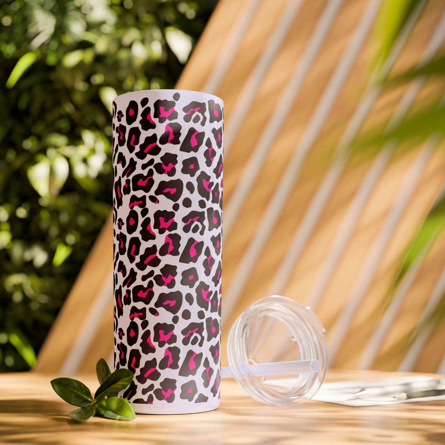 Trendy Leopard Print Skinny Tumbler, 20oz | Stylish Drinkware for Home, Office, Gifts, Reusable Straw, Animal Print