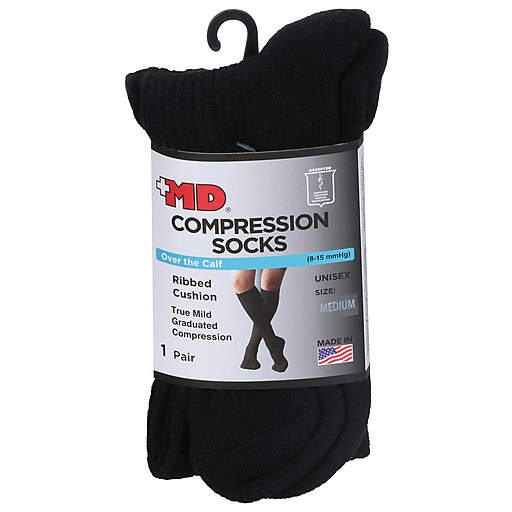 MD Md Rib Cushion Over The Calf Compression Socks - 1 Pair