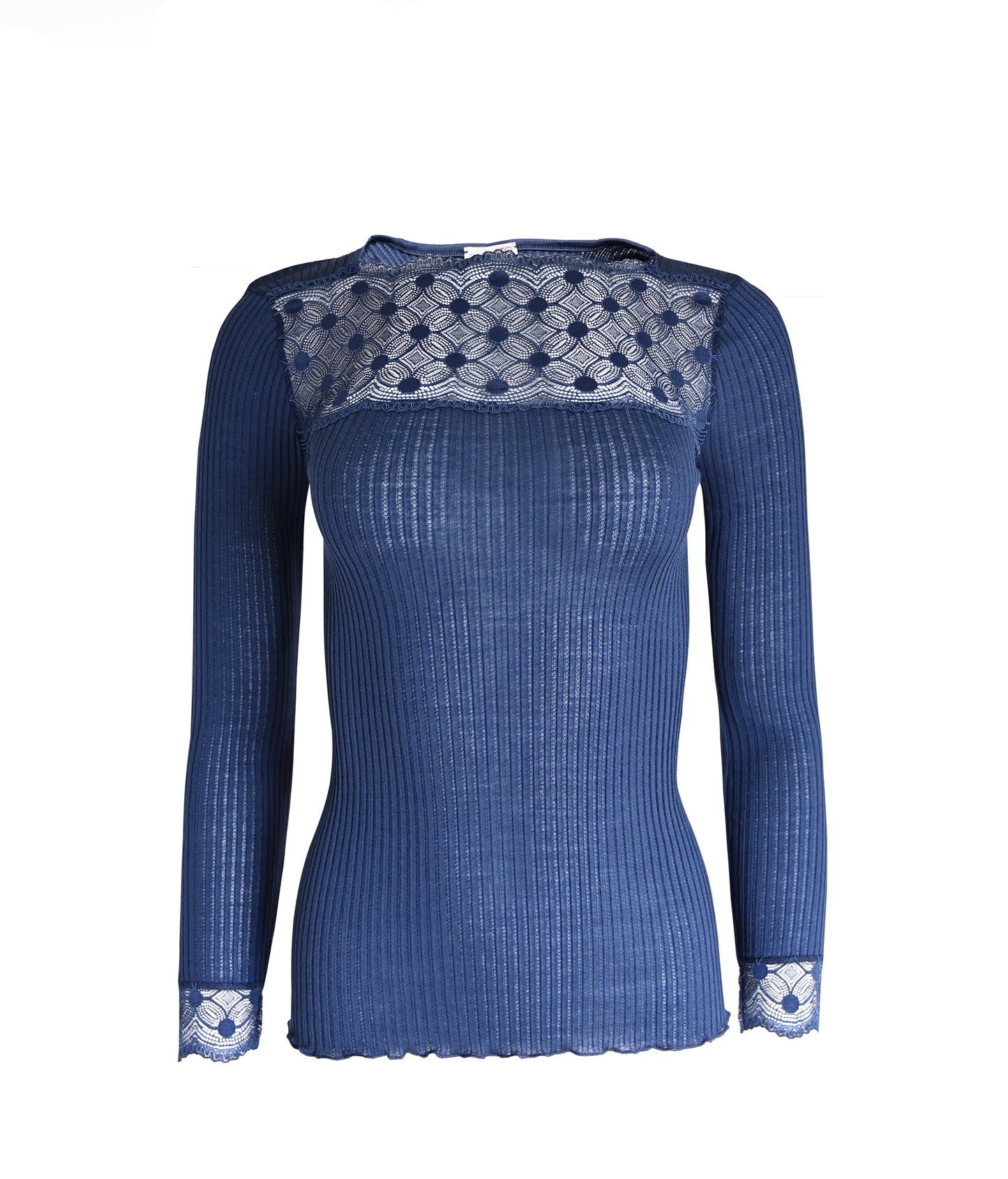 EGI Exclusive Merino Wool Blend Top Lace Trim Long Sleeves. Proudly Made in Italy (317)
