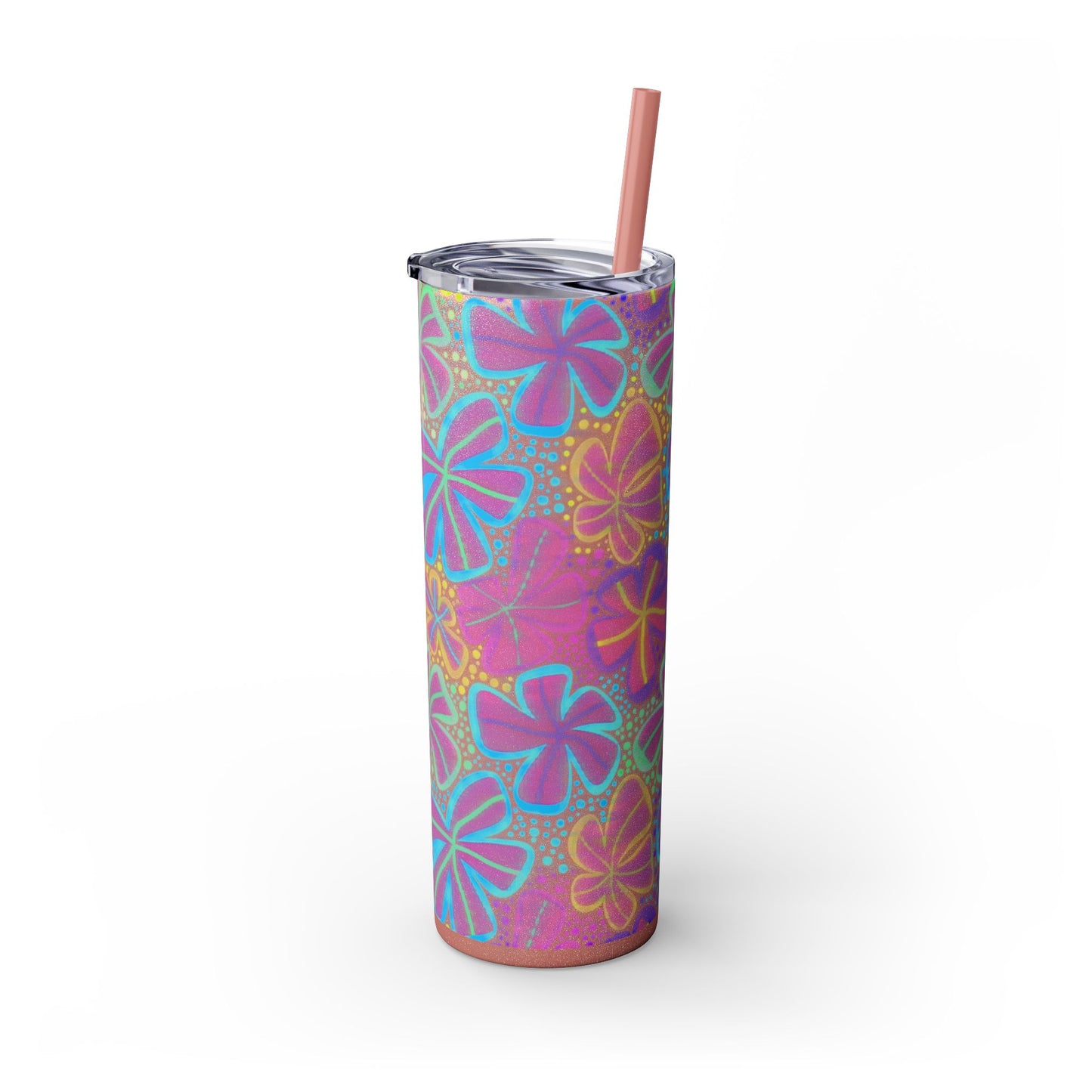 Pastel Butterfly Tumbler, 20oz Drinkware, Spring Decor, Cute Gift for Her, Eco-Friendly Cup, Floral Water Bottle