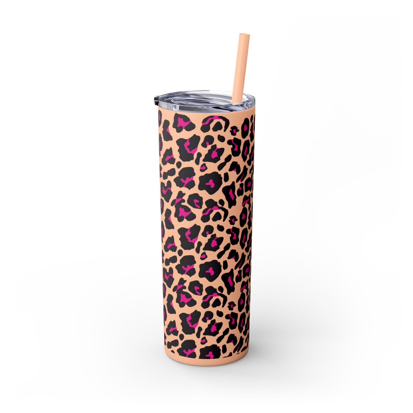Trendy Leopard Print Skinny Tumbler, 20oz | Stylish Drinkware for Home, Office, Gifts, Reusable Straw, Animal Print