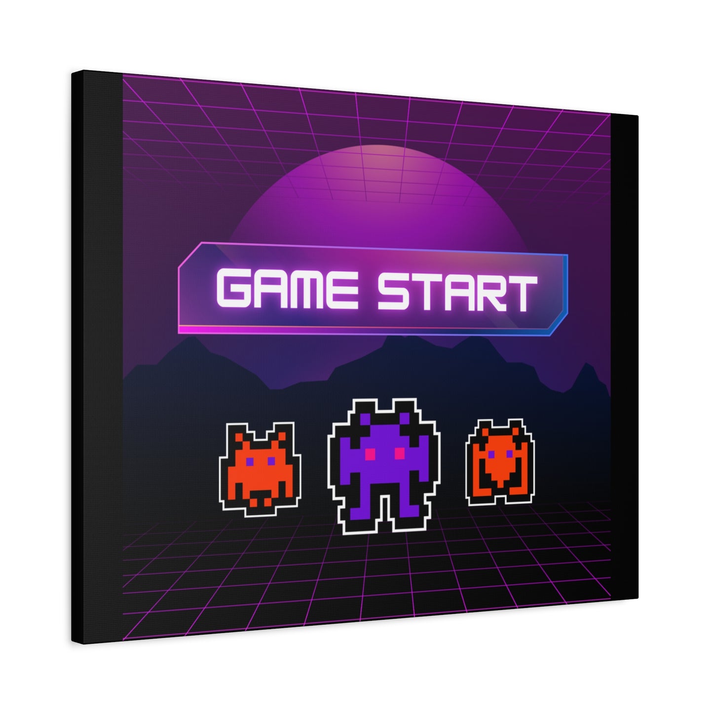 Retro Game Start Canvas Art Print | 80s Gaming Wall Decor, Gamer Gift, Pixel Art, Nostalgic Artwork, Home Decor