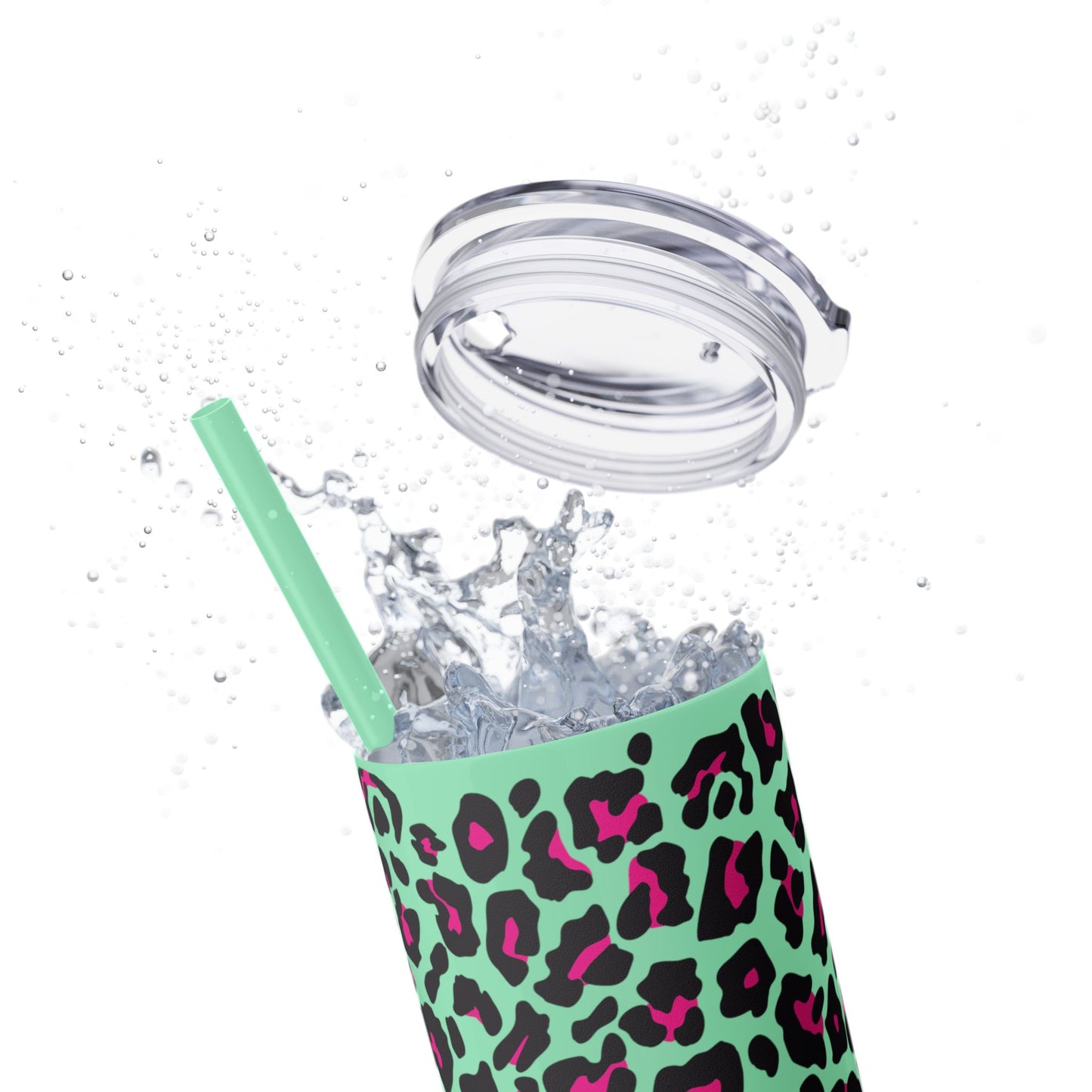 Trendy Leopard Print Skinny Tumbler, 20oz | Stylish Drinkware for Home, Office, Gifts, Reusable Straw, Animal Print