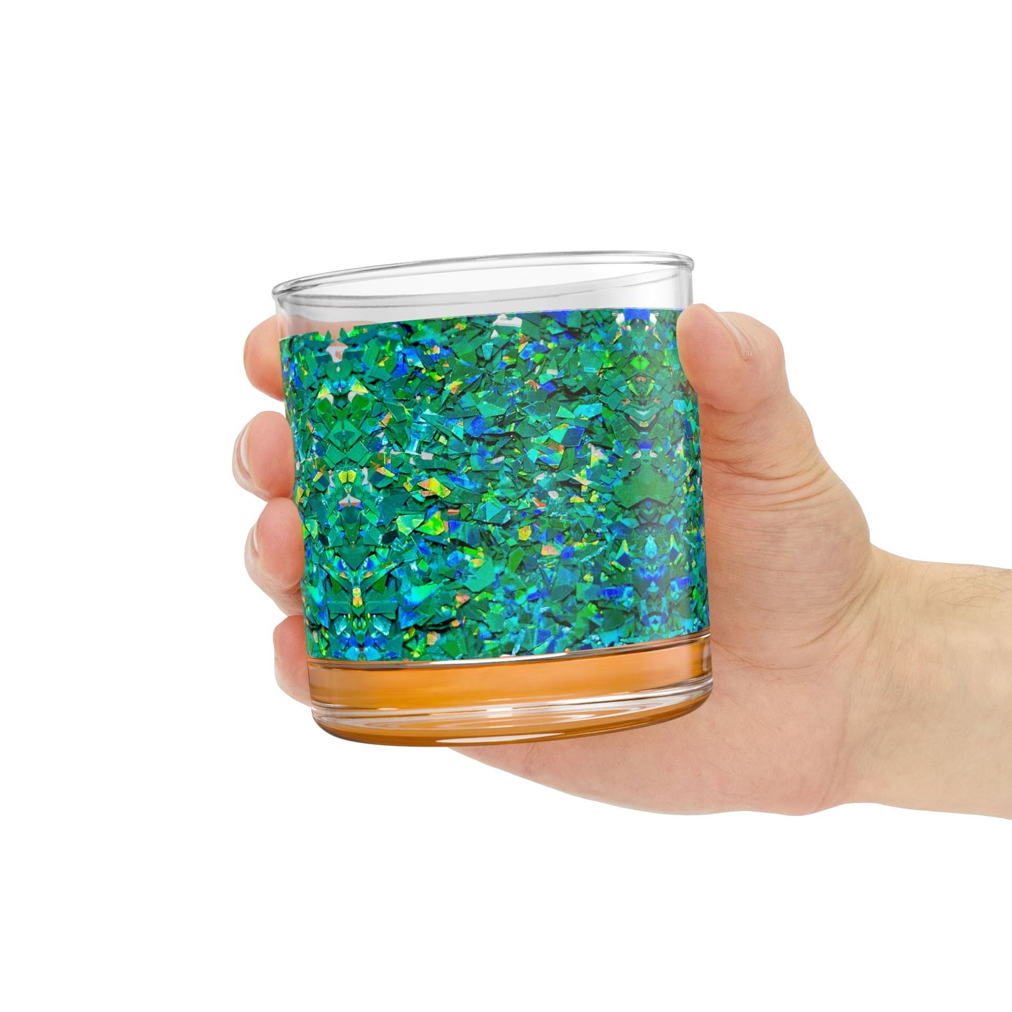 Green Iridescent Holographic Pattern Print Rocks Glass 10oz Cocktail Tumbler
