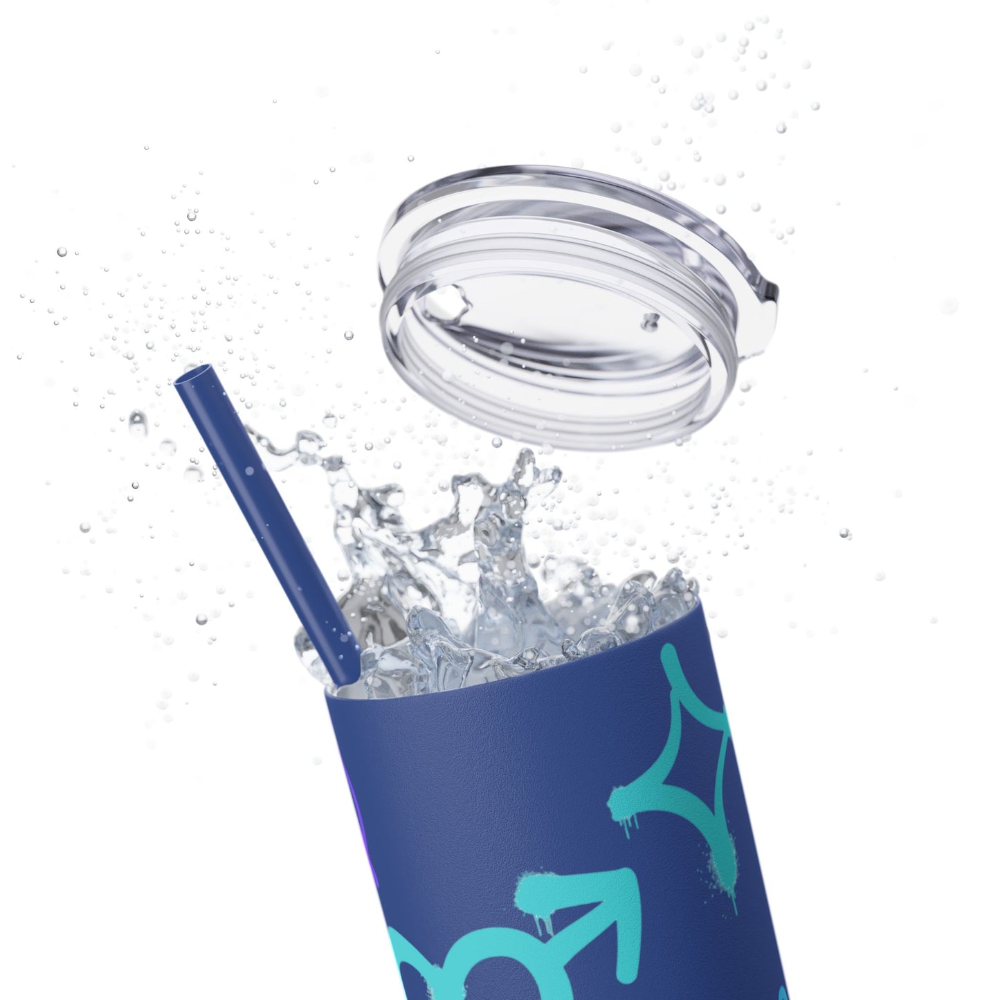Trendy Skinny Tumbler with Straw, 20oz | Unique Graffiti Style Drinkware for Teens, Gifts, Parties, and Everyday Use