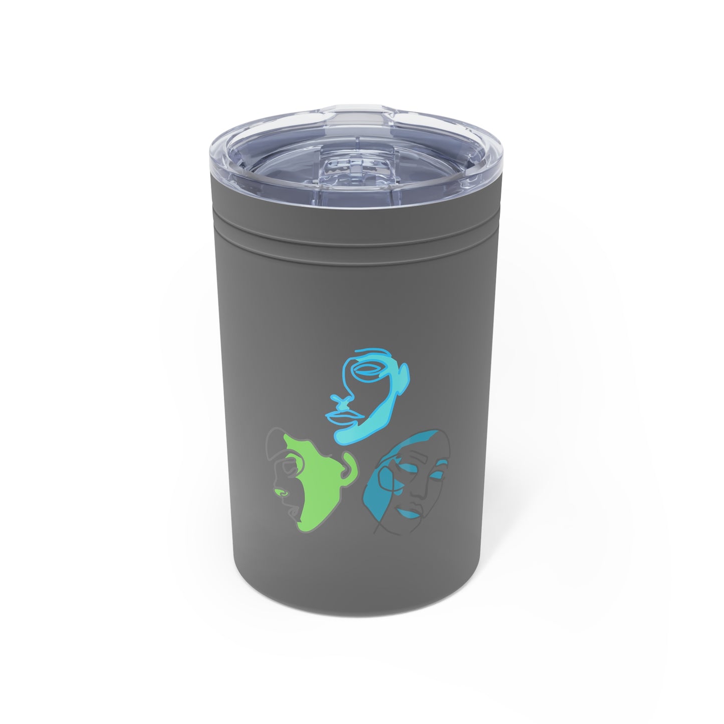 Stylish Insulated Tumbler with Abstract Faces, Travel Mug, Hot Cold Beverage Container, Gift for Art Lovers, Unique Coffee Cup