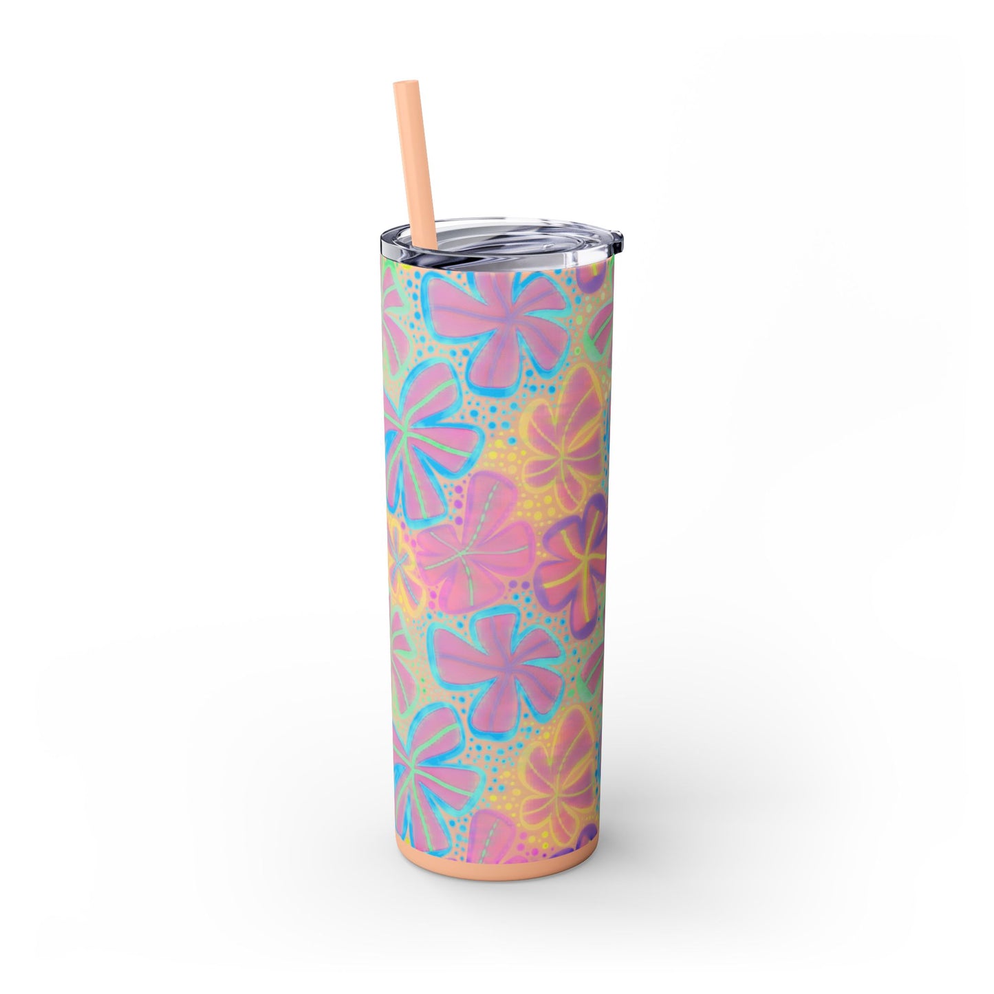 Pastel Butterfly Tumbler, 20oz Drinkware, Spring Decor, Cute Gift for Her, Eco-Friendly Cup, Floral Water Bottle