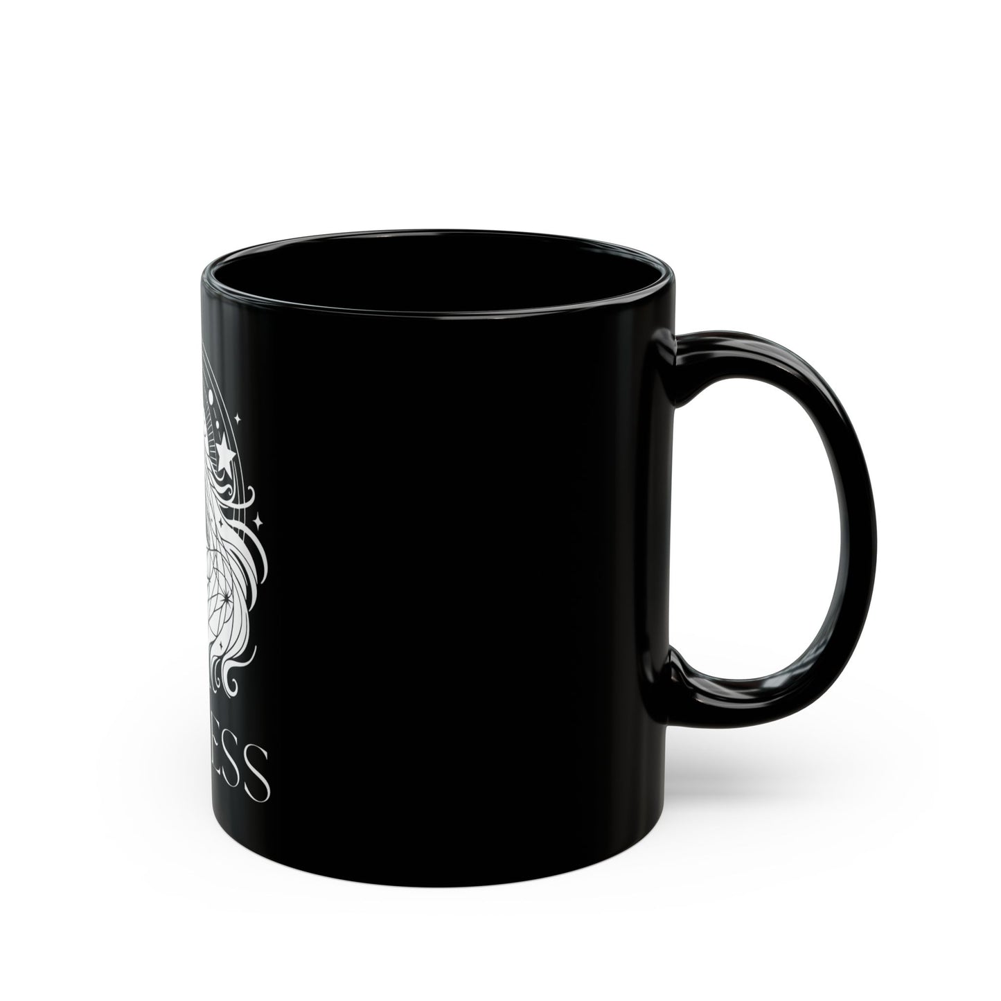 Goddess Black Mug, Celestial Coffee Cup, Tea Mug, Mystic Drinkware, Spiritual Gift for Her