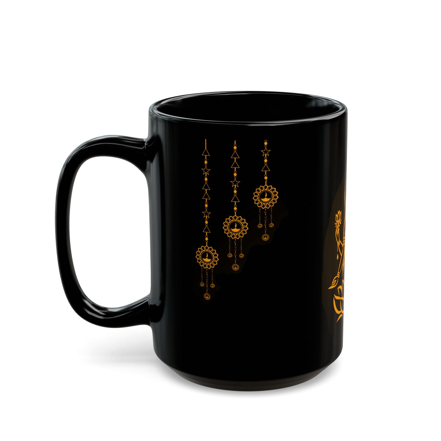 Elegant Black Mug with Goddess Design, Spiritual Coffee Cup, Meditation Tea Mug, Unique Gift for Yogis, Home Decor