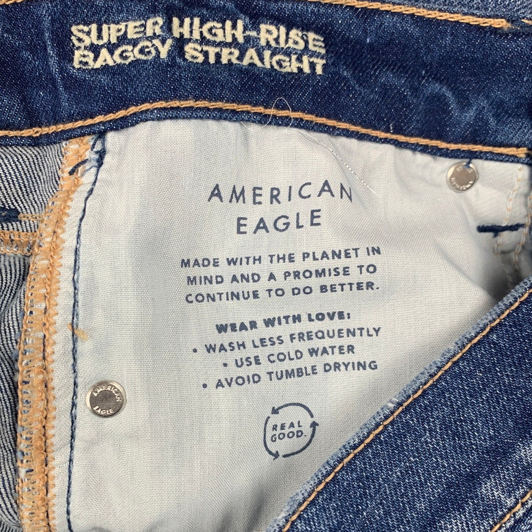 New American Eagle Womens Size 6 Super High Rise Baggy Straight Denim Jeans