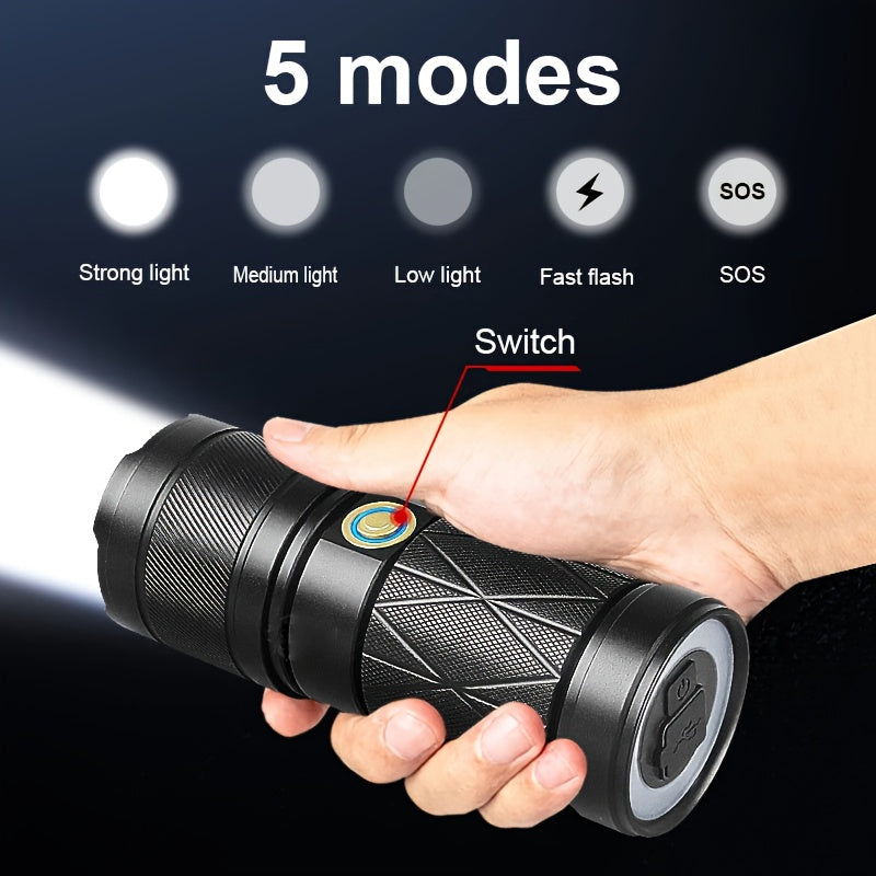 High-Power Aluminum Alloy Flashlight with USB Power Bank-4