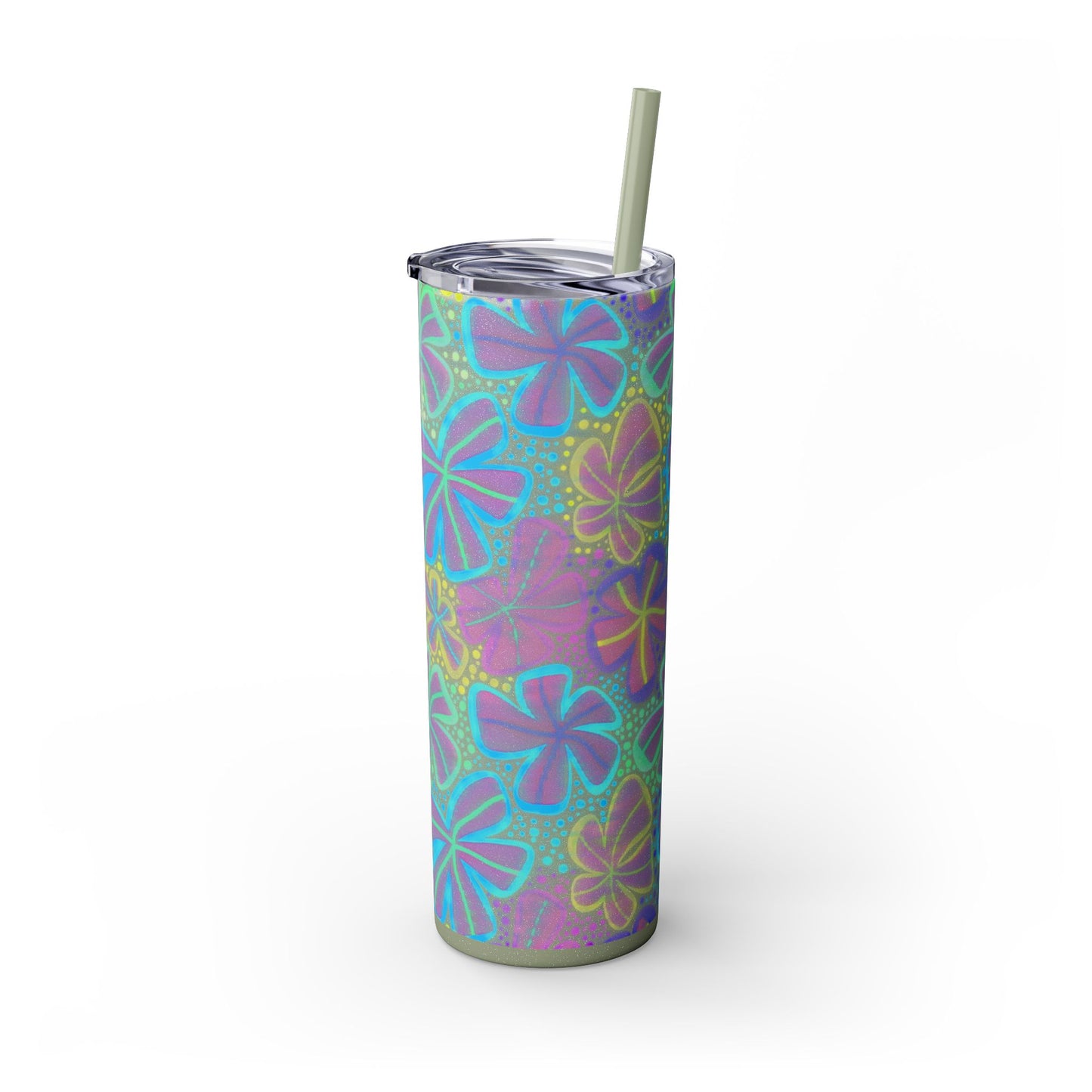 Pastel Butterfly Tumbler, 20oz Drinkware, Spring Decor, Cute Gift for Her, Eco-Friendly Cup, Floral Water Bottle