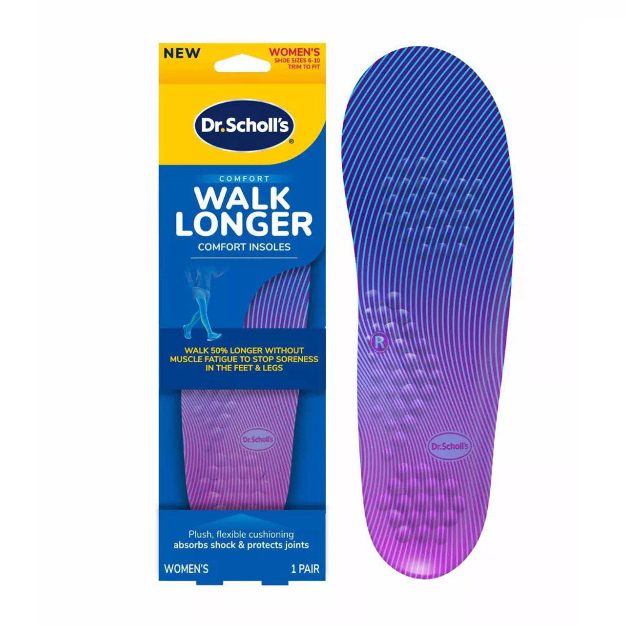 Dr. Scholl's Womens 6-11 Walk Longer Comfort Insoles 1 Pair