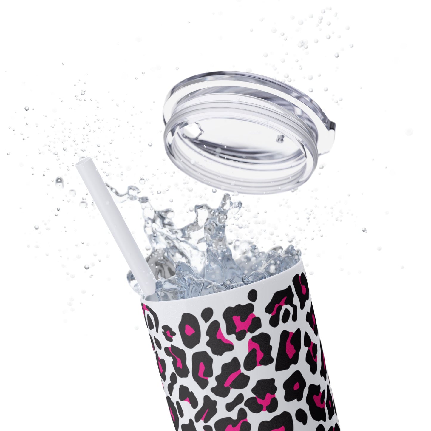 Trendy Leopard Print Skinny Tumbler, 20oz | Stylish Drinkware for Home, Office, Gifts, Reusable Straw, Animal Print