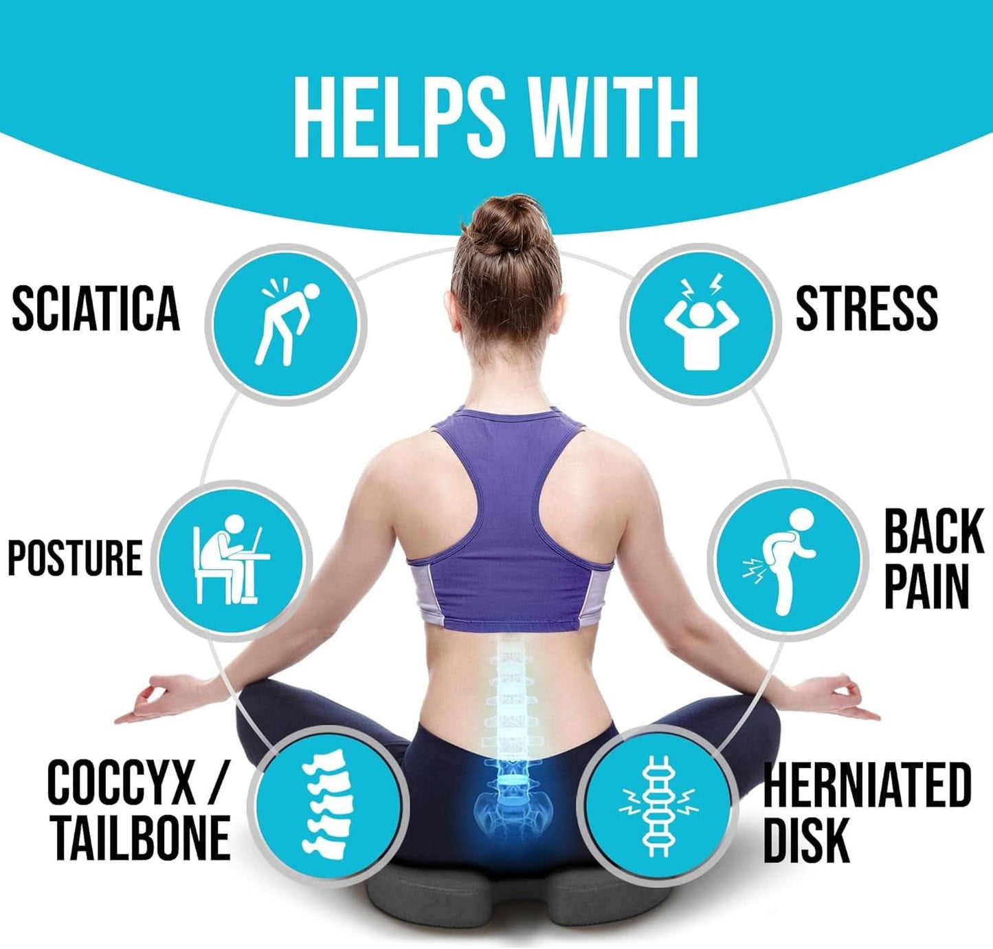 Memory Foam Lumbar Support Seat Cushion For Office Chair-4