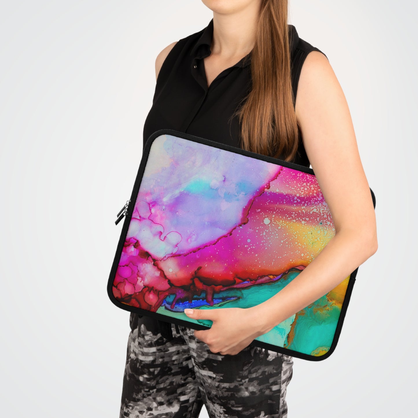 Colorful Abstract Laptop Sleeve, Artistic Tech Case, Creative Computer Bag, Vibrant Gift for Students, Unique Laptop Protector