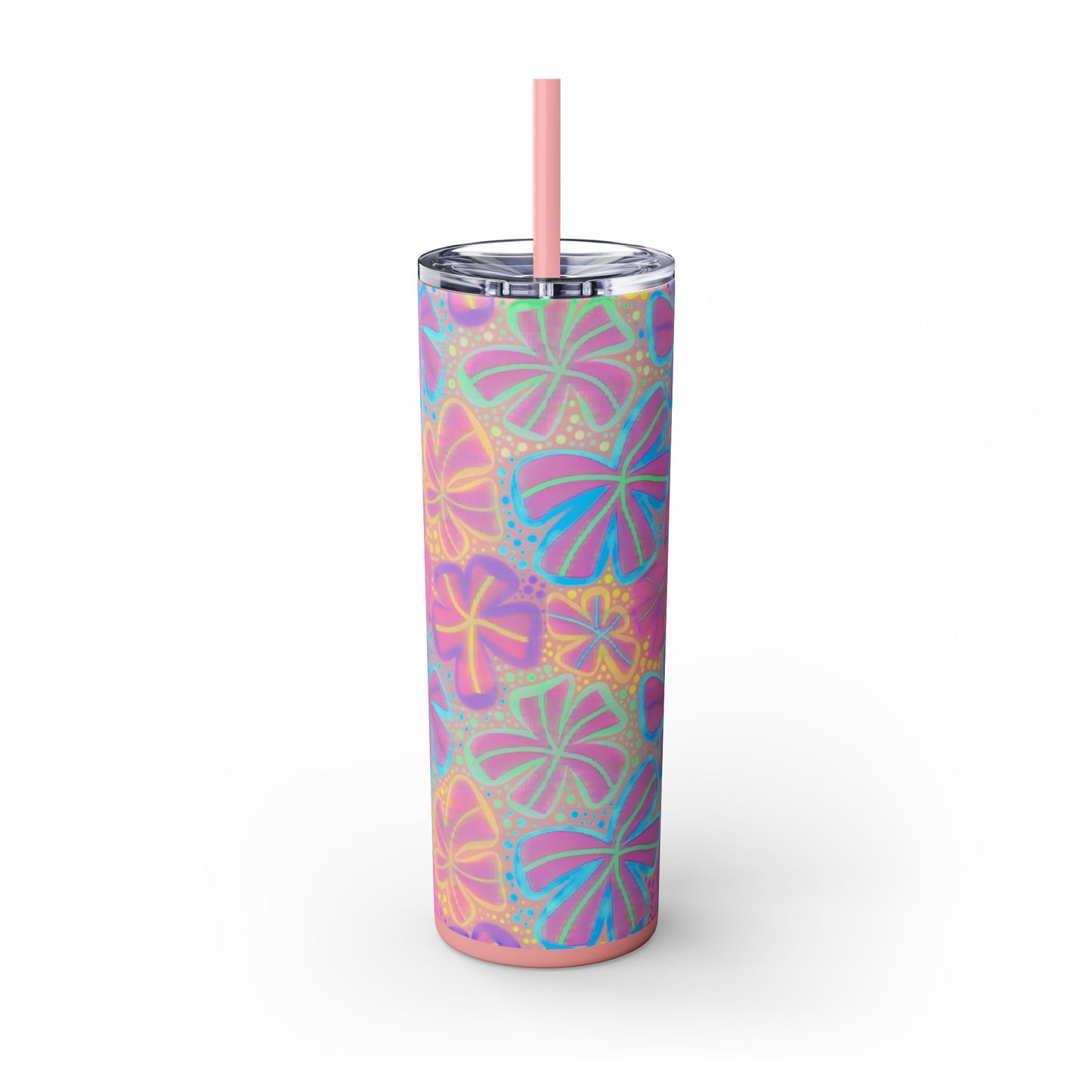 Pastel Butterfly Tumbler, 20oz Drinkware, Spring Decor, Cute Gift for Her, Eco-Friendly Cup, Floral Water Bottle