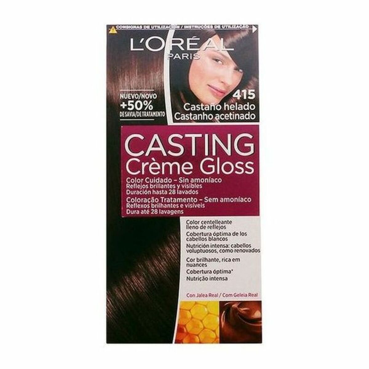 Dye No Ammonia L'Oreal Make Up Casting Creme Gloss Frozen Chestnut Nº 415-Castano Helado 180 ml-0