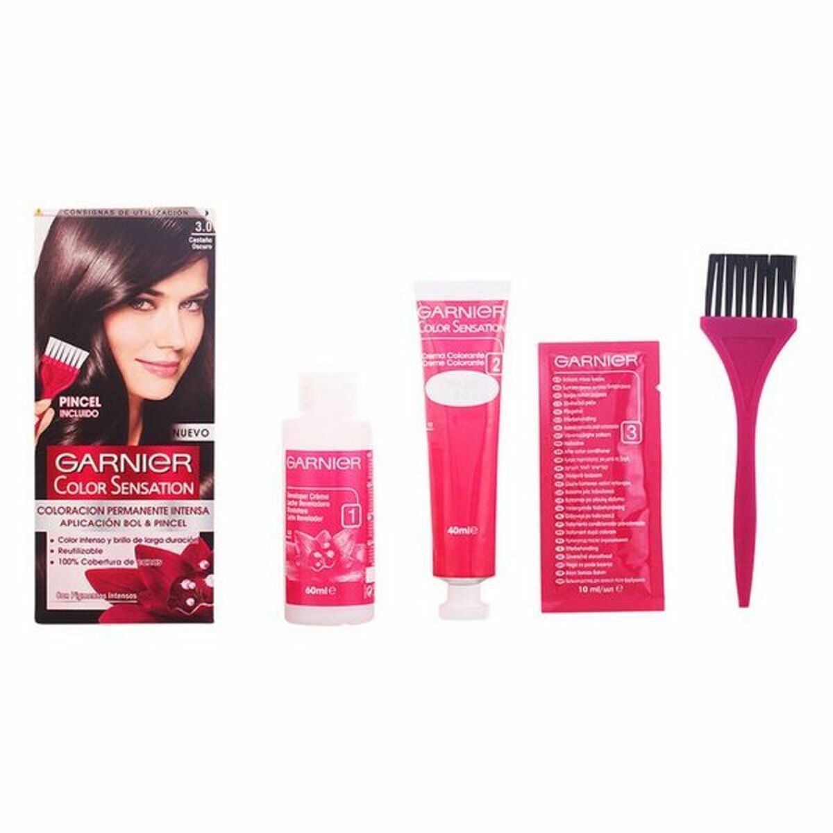 Permanent Dye Garnier Color Sensation Dark Brown Nº 3 Castano Oscuro Nº 3-Castano Oscuro 110 g-0