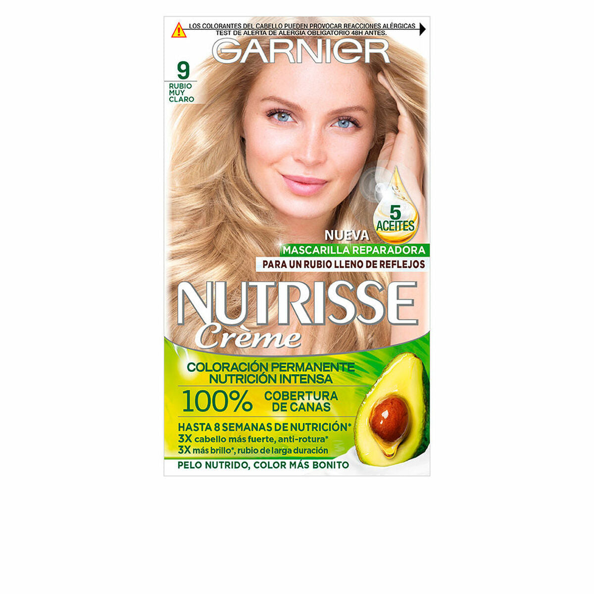Permanent Colour Creme Garnier Nutrisse Nº 9-Rubio Muy Claro Nº 90-Blond Pepite (3 Units)-0