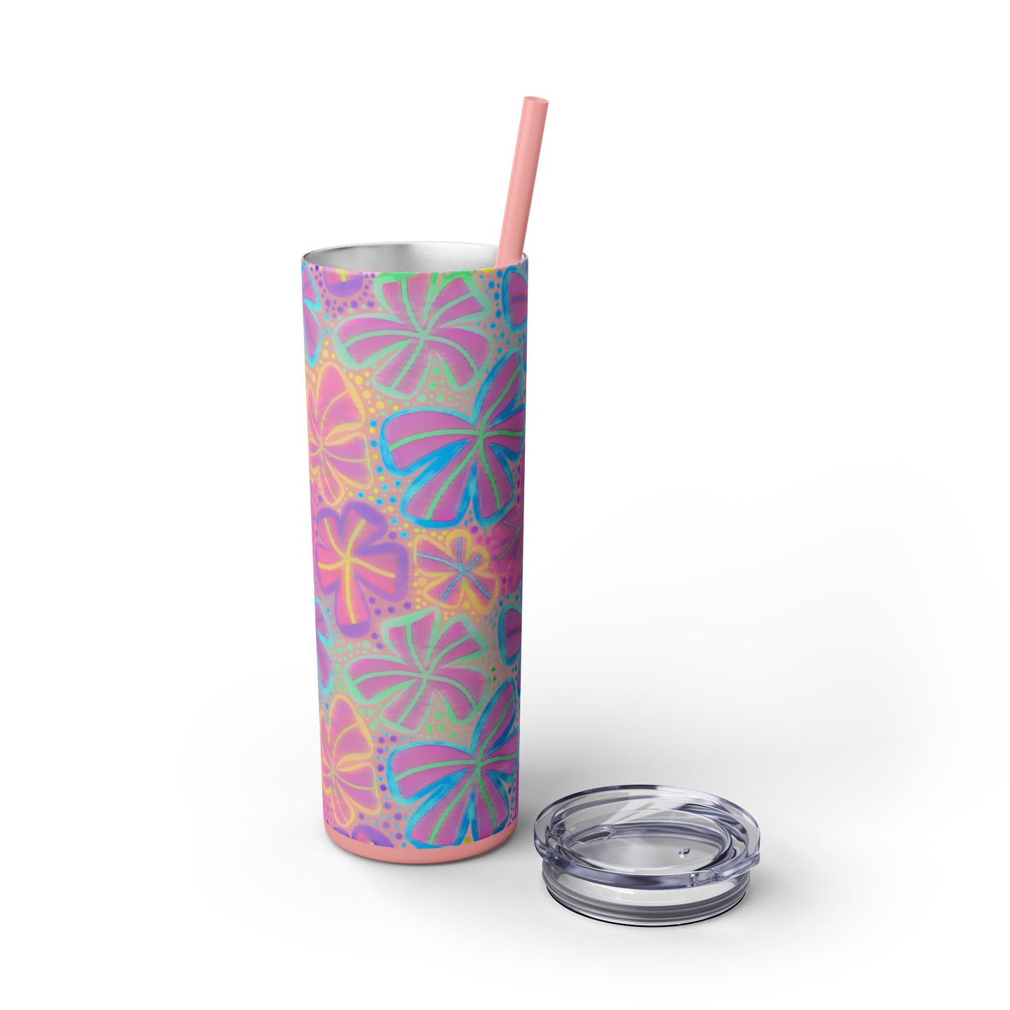 Pastel Butterfly Tumbler, 20oz Drinkware, Spring Decor, Cute Gift for Her, Eco-Friendly Cup, Floral Water Bottle