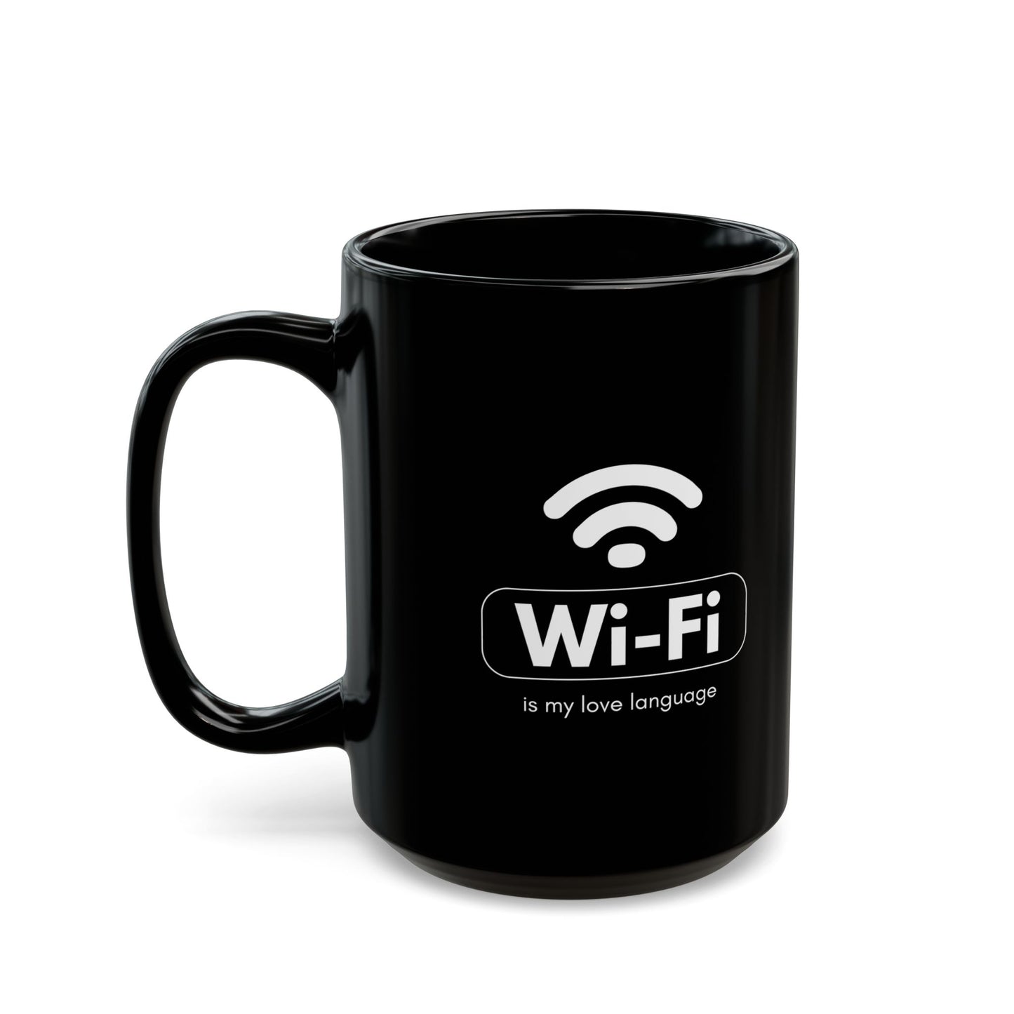 Wi-Fi Love Language Mug | Black Coffee Cup for Tech Lovers, Gift for Her, Him, Birthday, Programmer, Valentine's Day