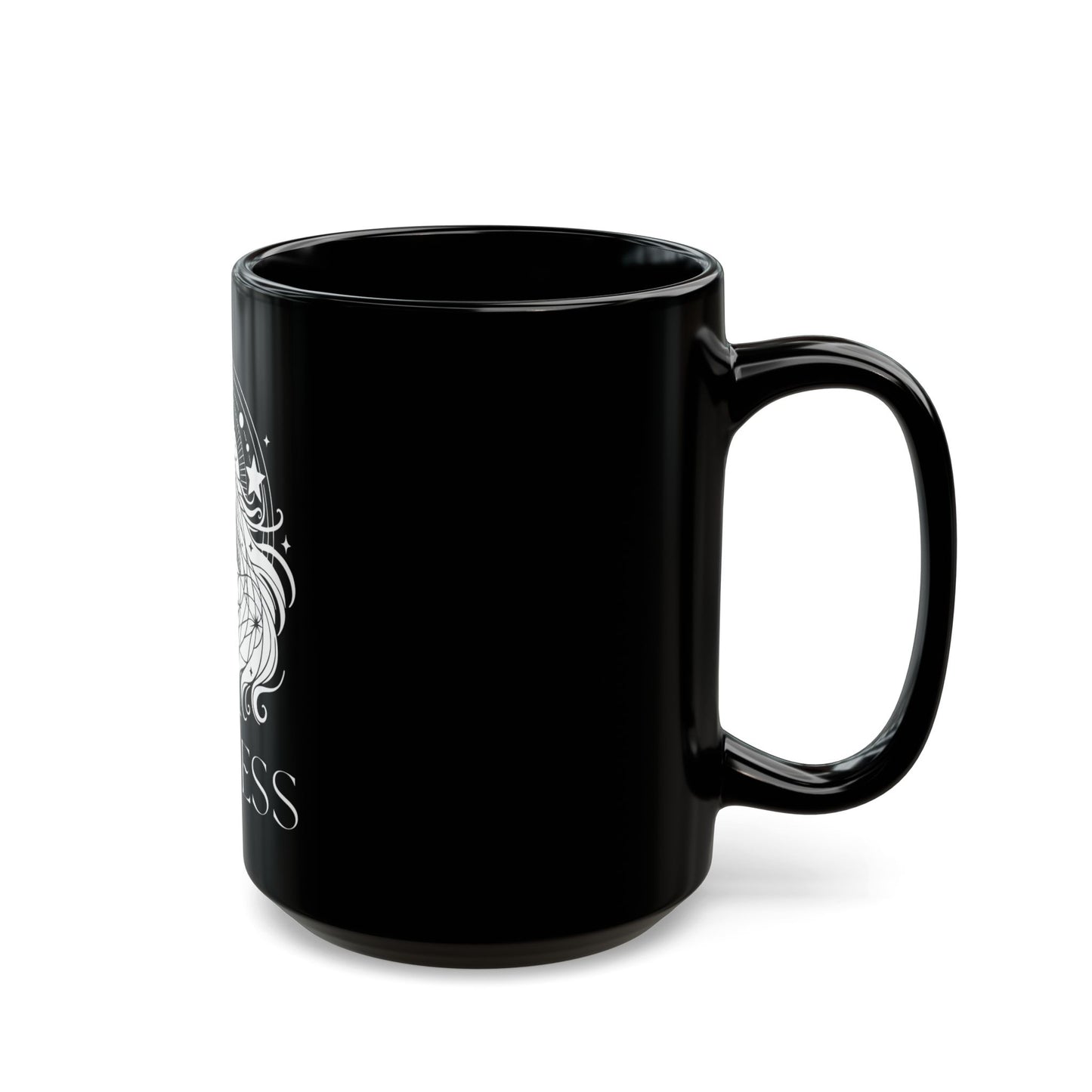 Goddess Black Mug, Celestial Coffee Cup, Tea Mug, Mystic Drinkware, Spiritual Gift for Her