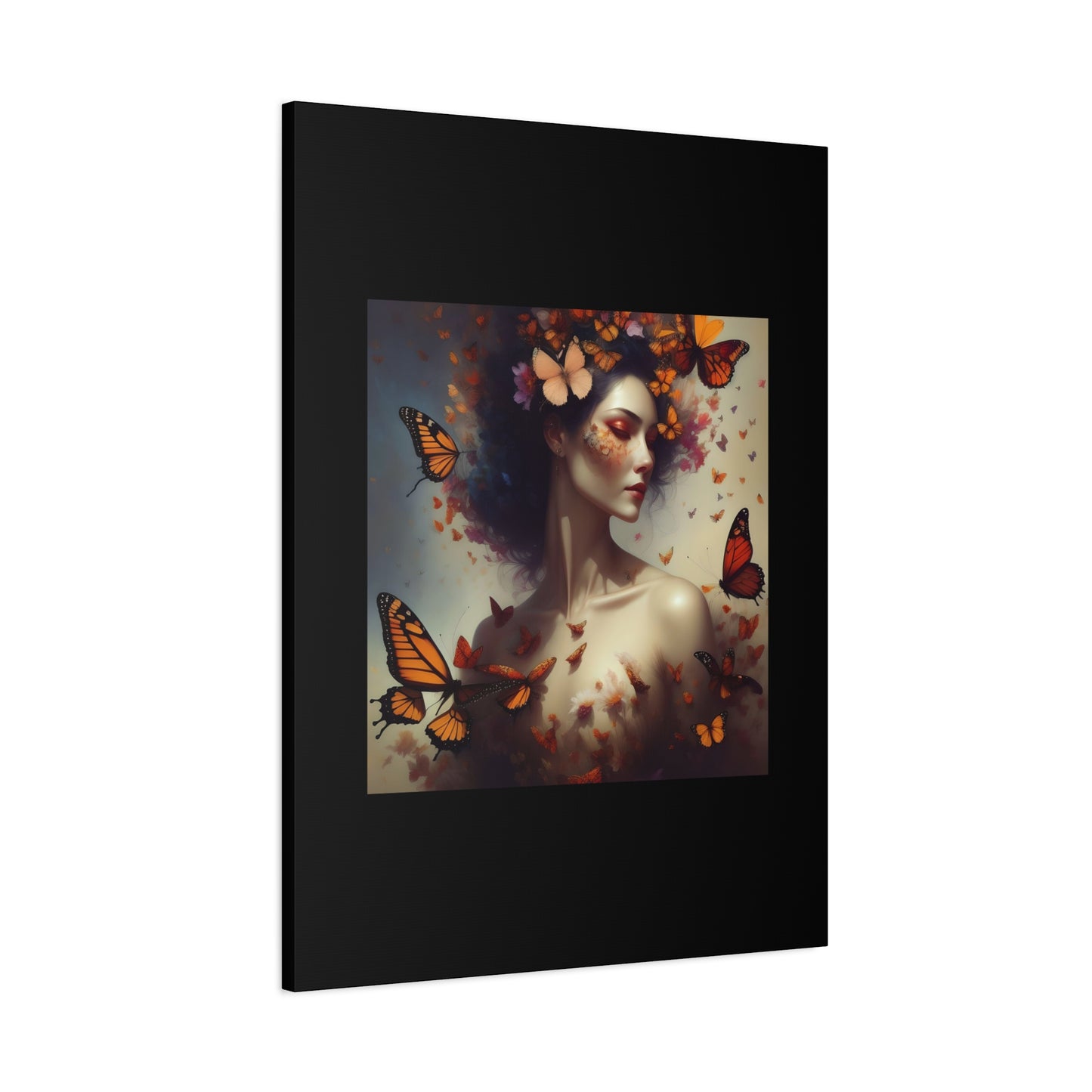 Canvas Wall Art - Butterfly Woman Print, Floral Home Decor, Unique Gift for Nature Lovers, Birthday Decoration, Whimsical Art