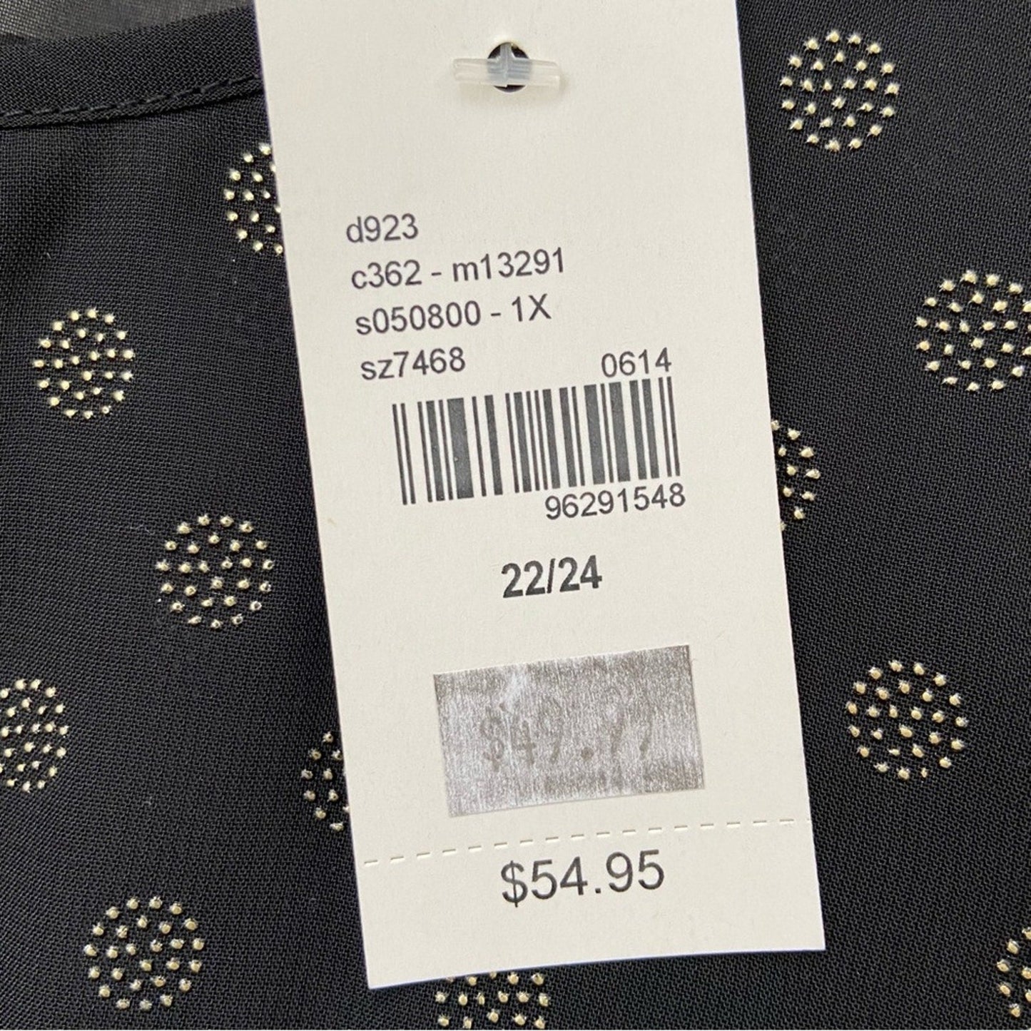 NWT New Lane Bryant Womens 22/24 Black Polka Dot Short Sleeve Sheer Blouse