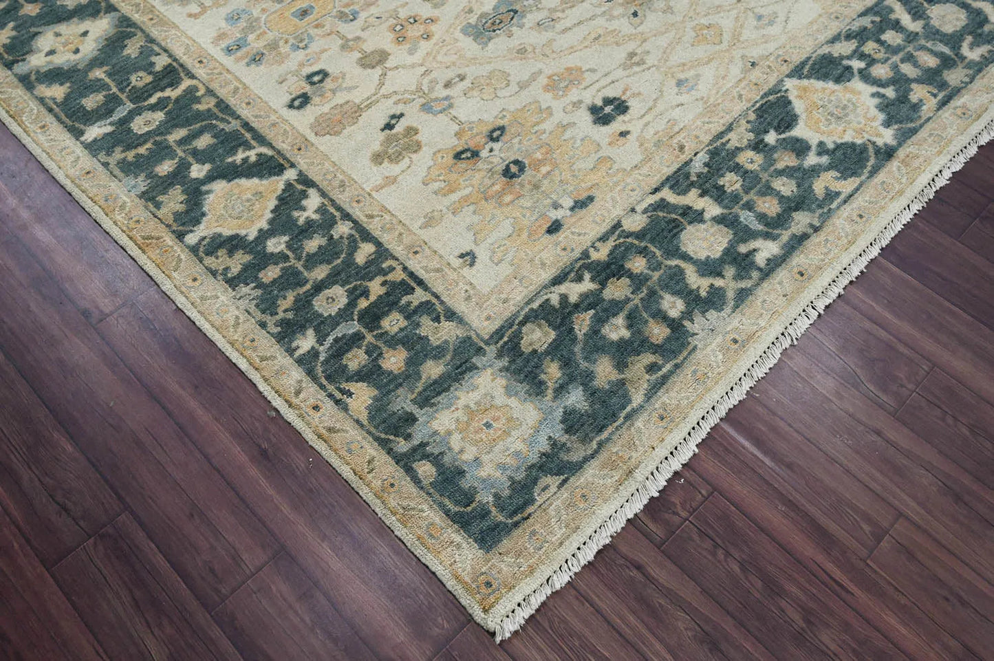 Multi Size Beige Turkish Oushak Wool Hand Knotted Traditional Elegance Oriental Rug-4