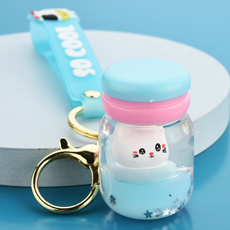 Floating Kitten Macaron Quicksand Key Chain Surfing Cat Drifting Bottle Pendant Into The Oil Pendant Clip Doll Machine