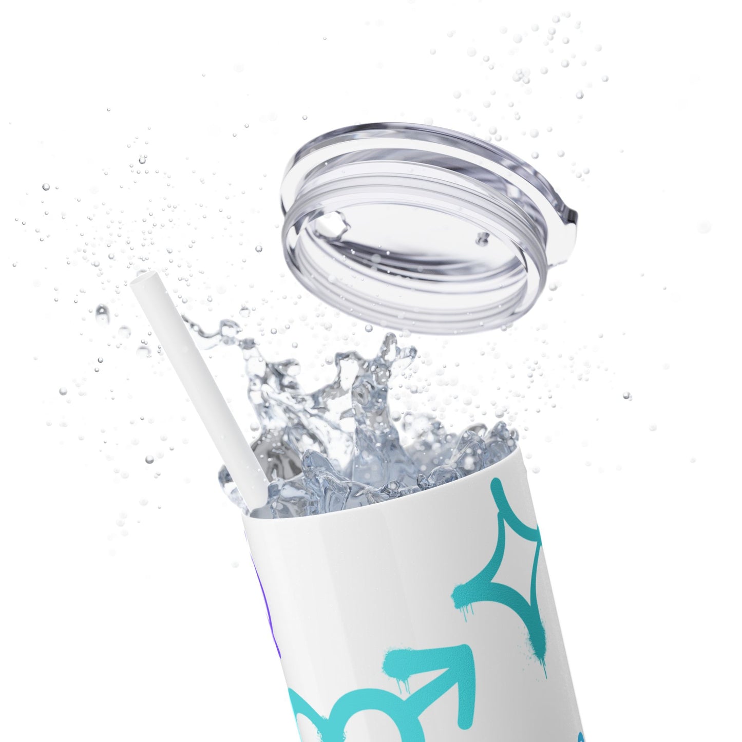 Trendy Skinny Tumbler with Straw, 20oz | Unique Graffiti Style Drinkware for Teens, Gifts, Parties, and Everyday Use