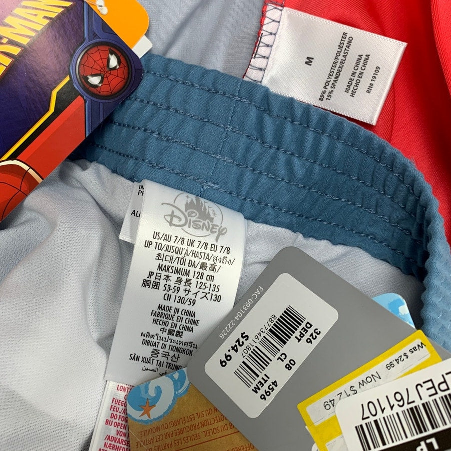 New Disney Marvel Boys Medium (8) Spiderman 2PC Swim Trunk Swimming Shirt Set