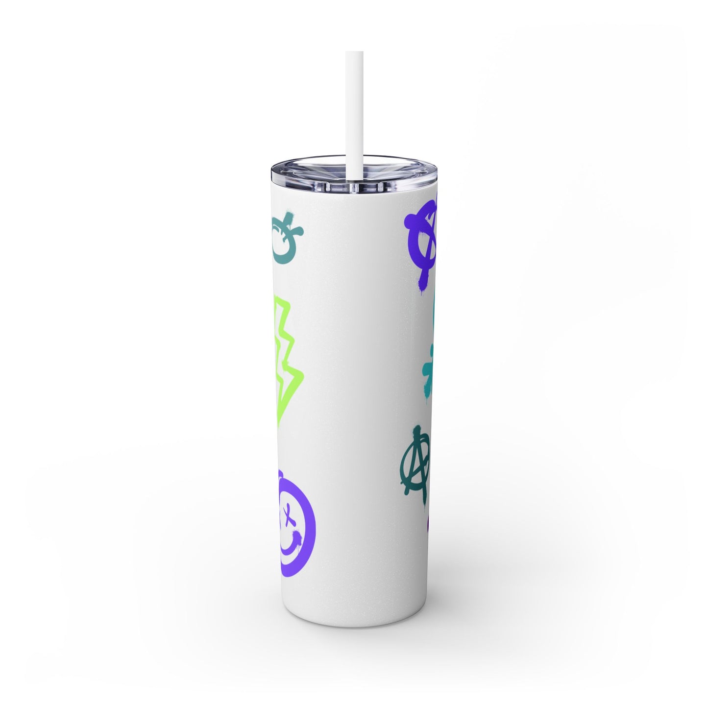 Trendy Skinny Tumbler with Straw, 20oz | Unique Graffiti Style Drinkware for Teens, Gifts, Parties, and Everyday Use