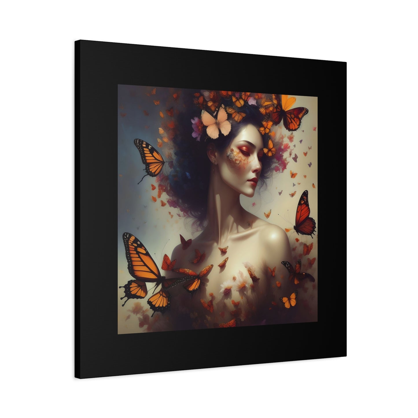 Canvas Wall Art - Butterfly Woman Print, Floral Home Decor, Unique Gift for Nature Lovers, Birthday Decoration, Whimsical Art