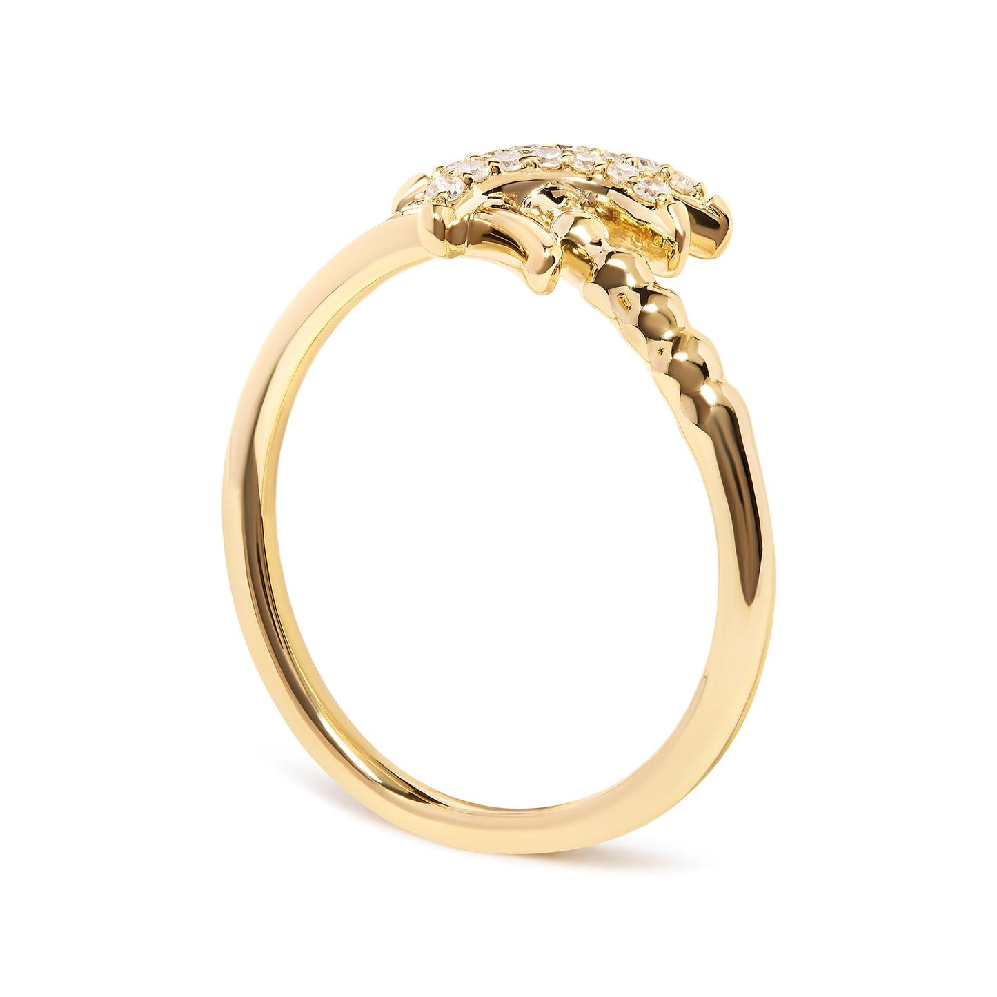 10K Yellow Gold 1/10 Cttw Diamond Palm Tree Statement Ring (H-I Color, I1-I2 Clarity)-4