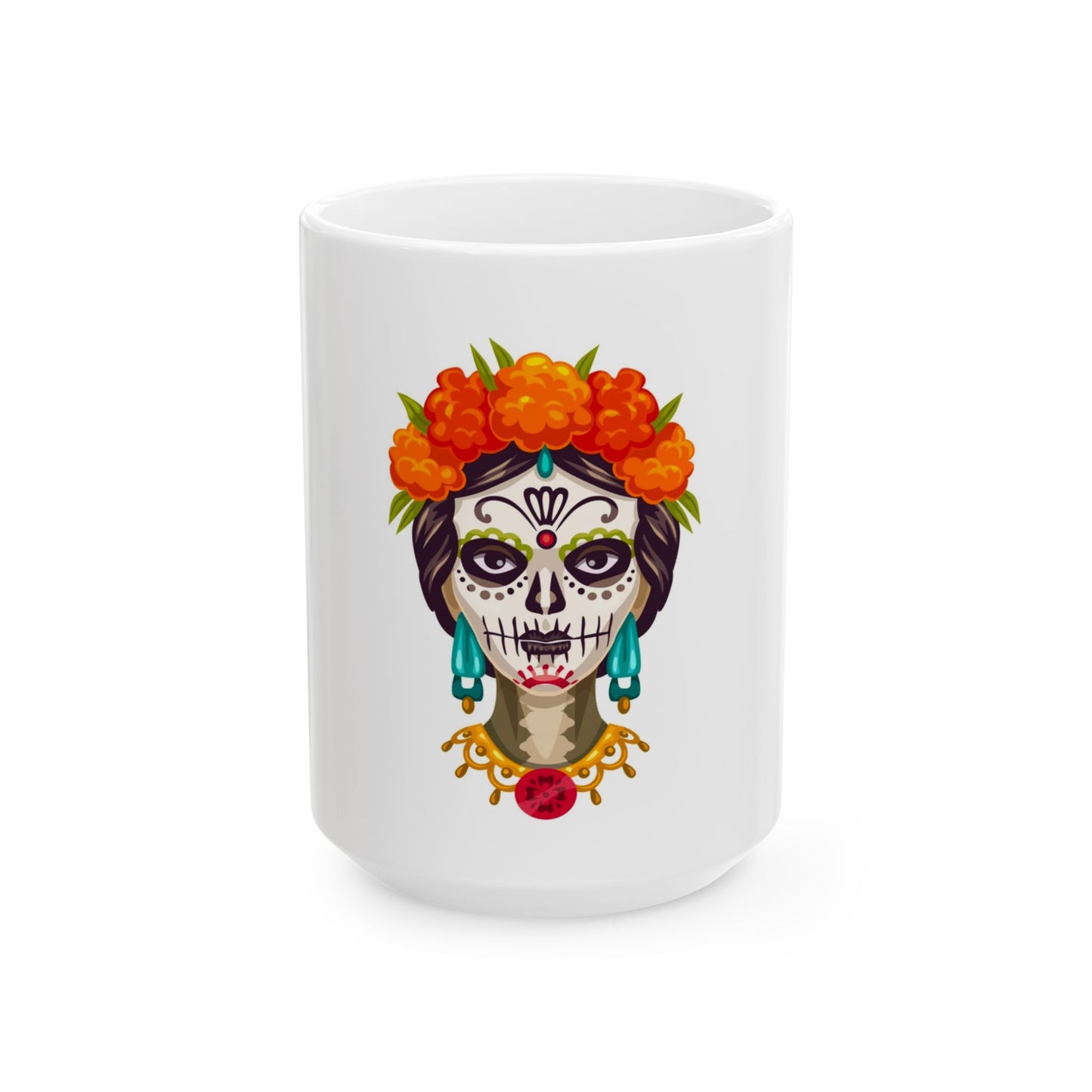 Day of the Dead Ceramic Mug | Día de Muertos Sugar Skull Coffee Cup | Floral Design | Halloween Decor | Unique Gift | Home & Kitchen