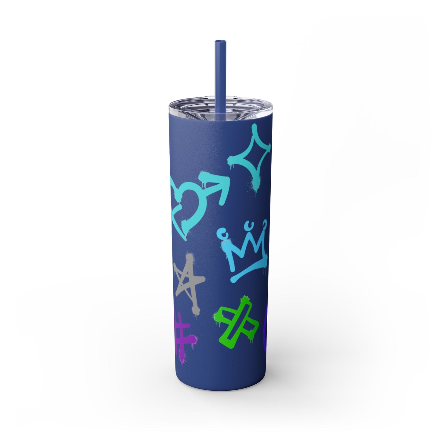 Trendy Skinny Tumbler with Straw, 20oz | Unique Graffiti Style Drinkware for Teens, Gifts, Parties, and Everyday Use