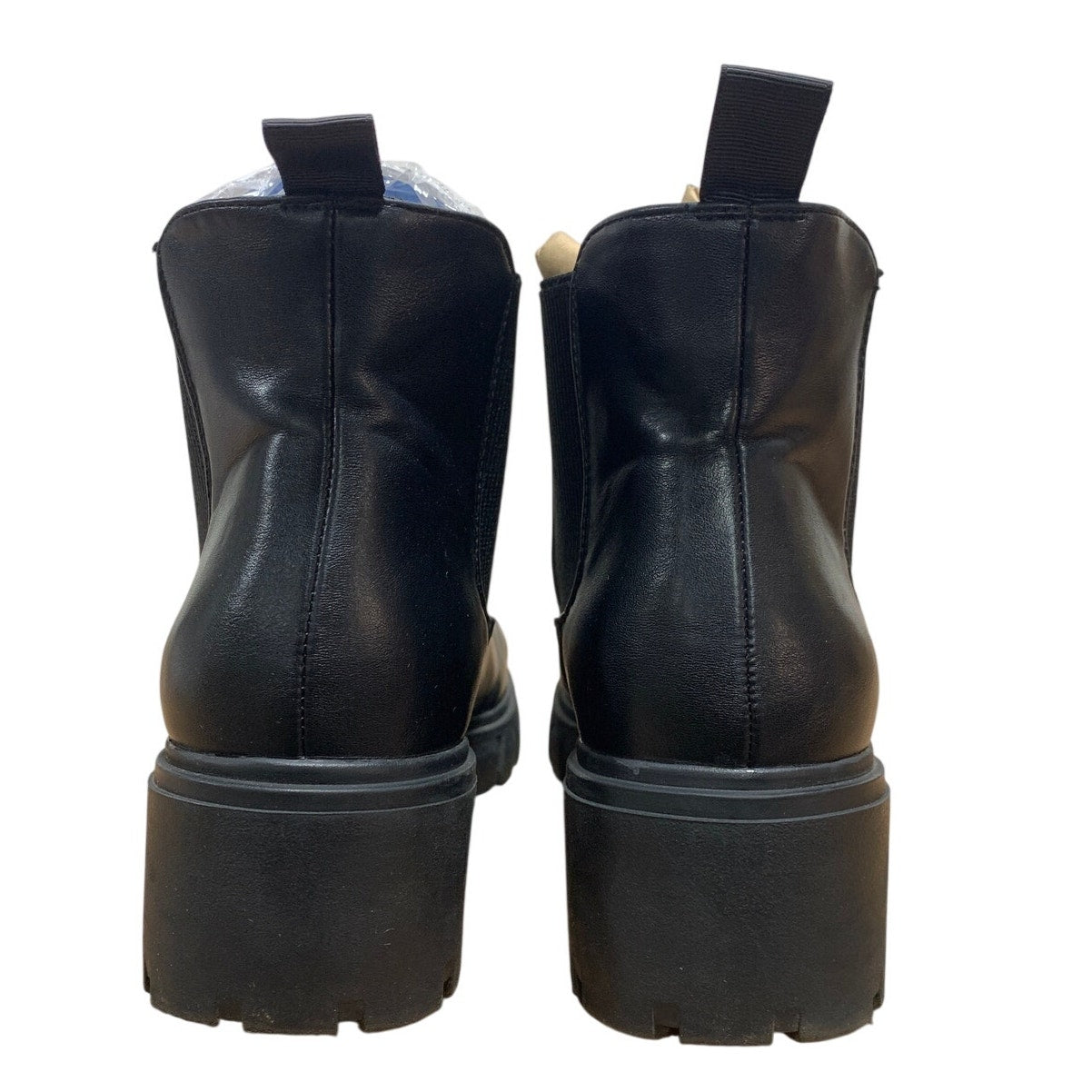 Athlefit Womens Size 9.5 Black 2" Chunky Heel Ankle Boots Slip On Shoes