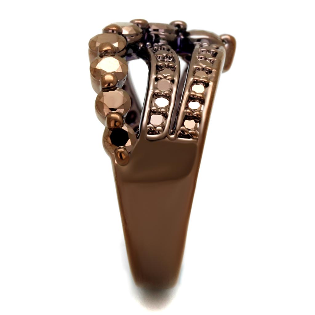 3W1182 - IP Coffee light Brass Ring with AAA Grade CZ in Light Coffee-3