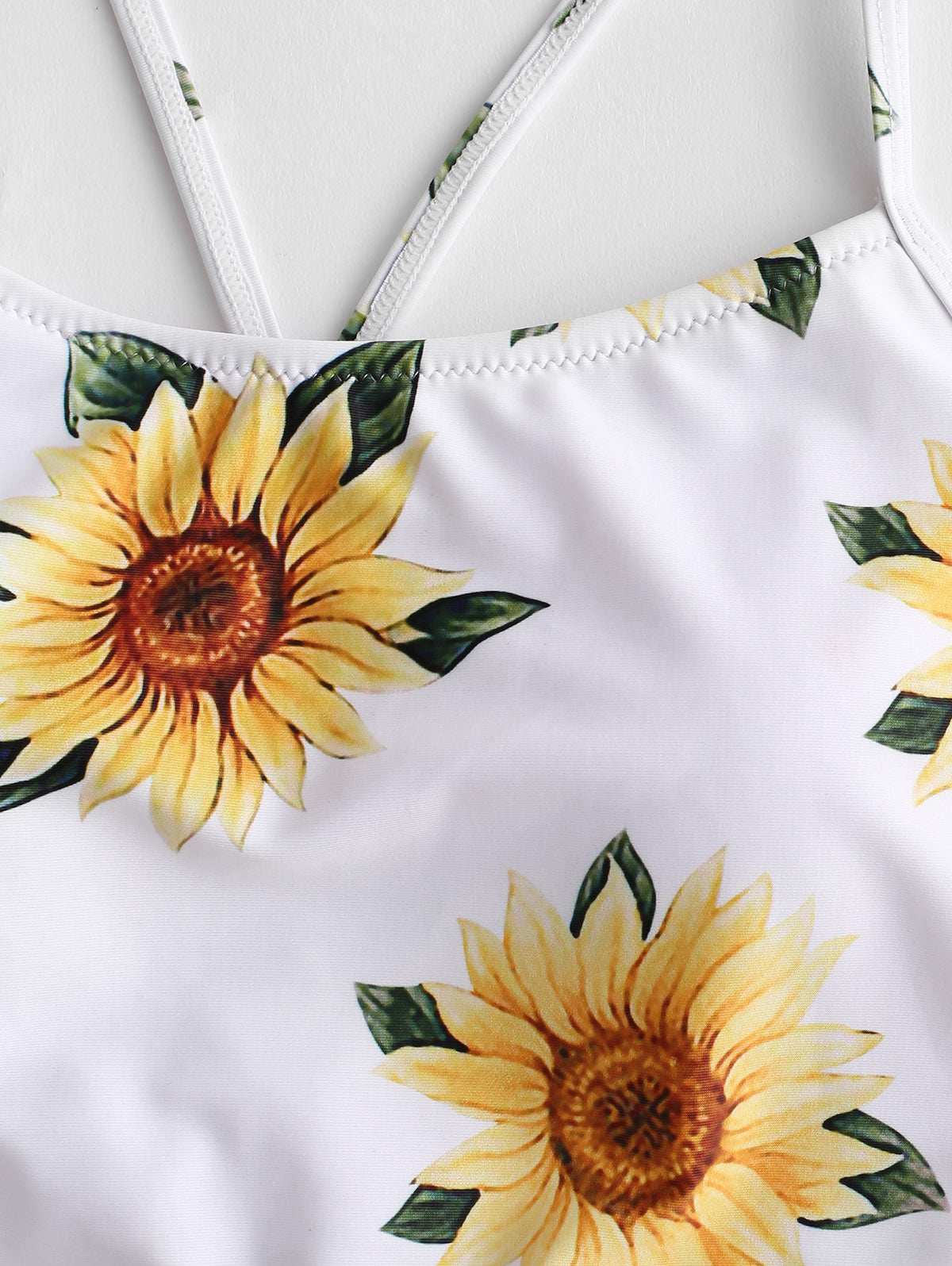 High Waist Bikini Sunflower Swimsuit Women Bikini Floral Swimsuit Floral Crop Tie Knot Front High Waist Bikini Set Two Piece Swimsuit For Women Summer High Waisted Bathing Suit