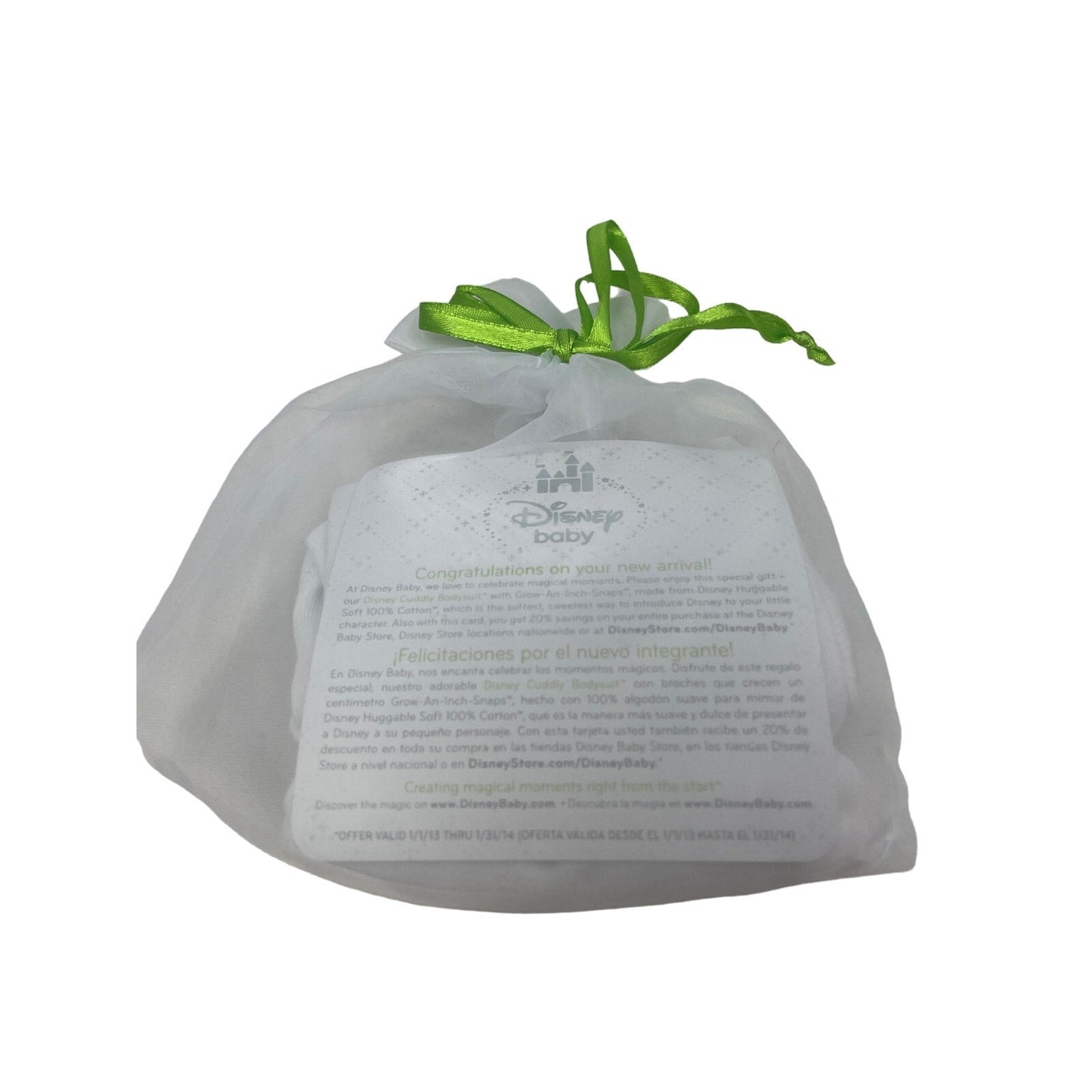 New Disney Baby 0-3 Mos 100% Cotton Basic One Piece Short Sleeve Top in Gift Bag