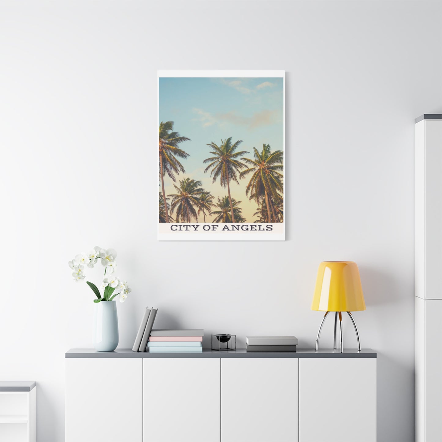 Tropical Palm Tree Canvas Print, City of Angeles Tropical Wall Art, Los Angeles Beach Decor, California Nature Photography, Home Decoration, Gift for Beach Lovers