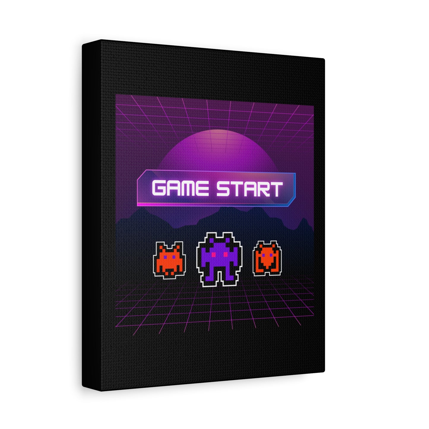 Retro Game Start Canvas Art Print | 80s Gaming Wall Decor, Gamer Gift, Pixel Art, Nostalgic Artwork, Home Decor